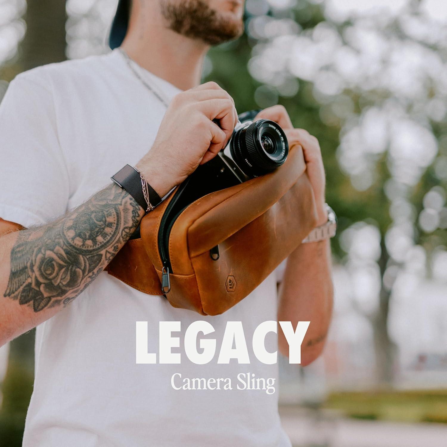 Bolsa Cruzada Compacta Evergreen Legacy Cuero Genuino Tan