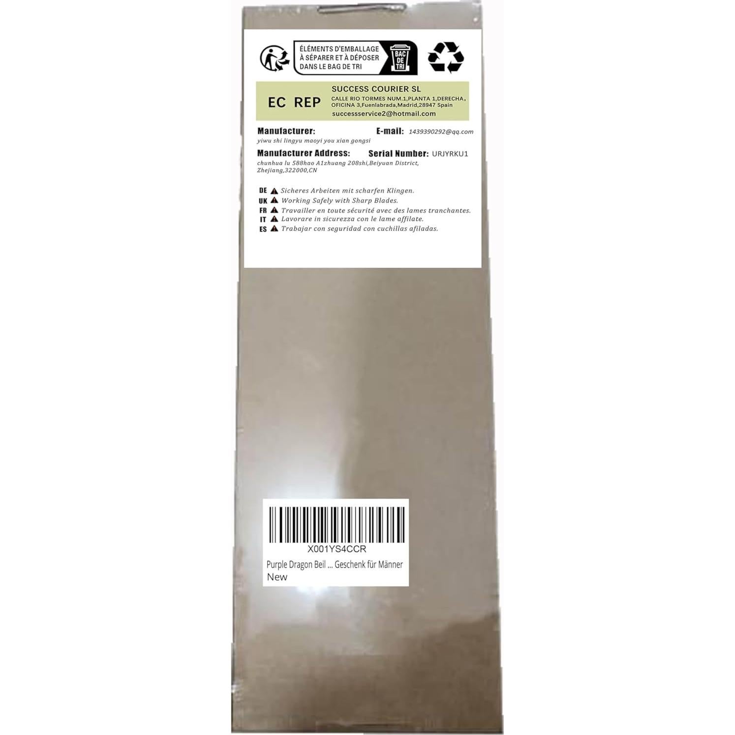 Hacha de Camping Purple Dragon 37.5 cm Forjada a Mano con Funda