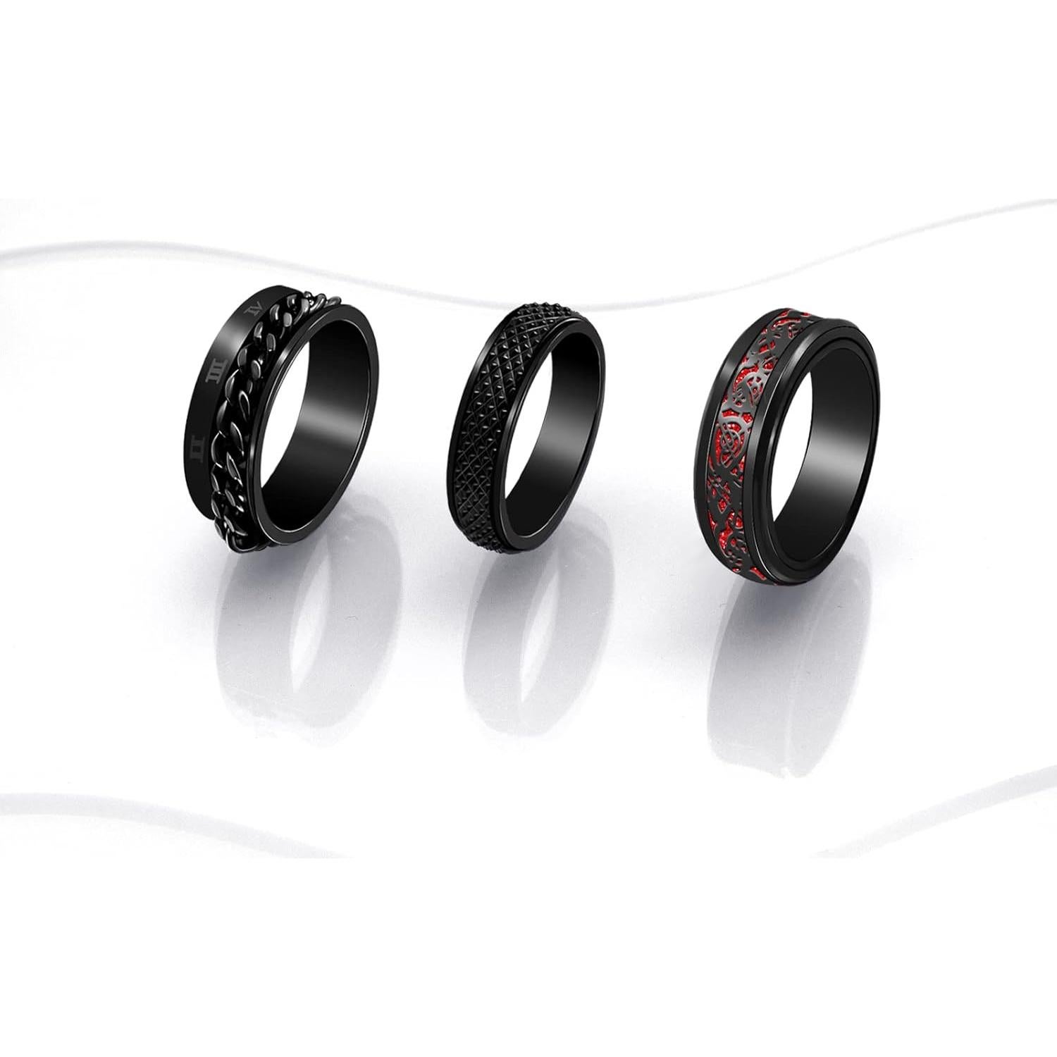 Nanafast 3 PCS Spinner Anxiety Rings Stainless Steel Spinner Ring Fidget Anxiety Rings for Women Men Relieving Stress Ring Anxiety Rings Set Size 6-12