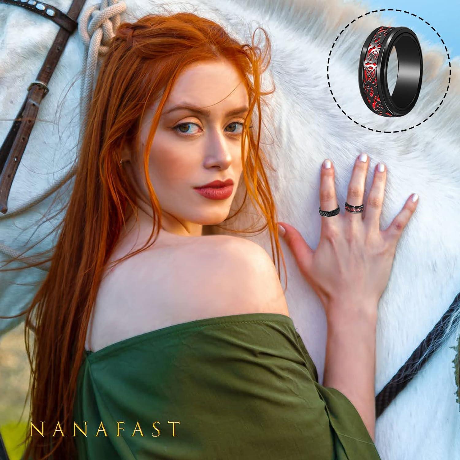 Nanafast 3 PCS Spinner Anxiety Rings Stainless Steel Spinner Ring Fidget Anxiety Rings for Women Men Relieving Stress Ring Anxiety Rings Set Size 6-12