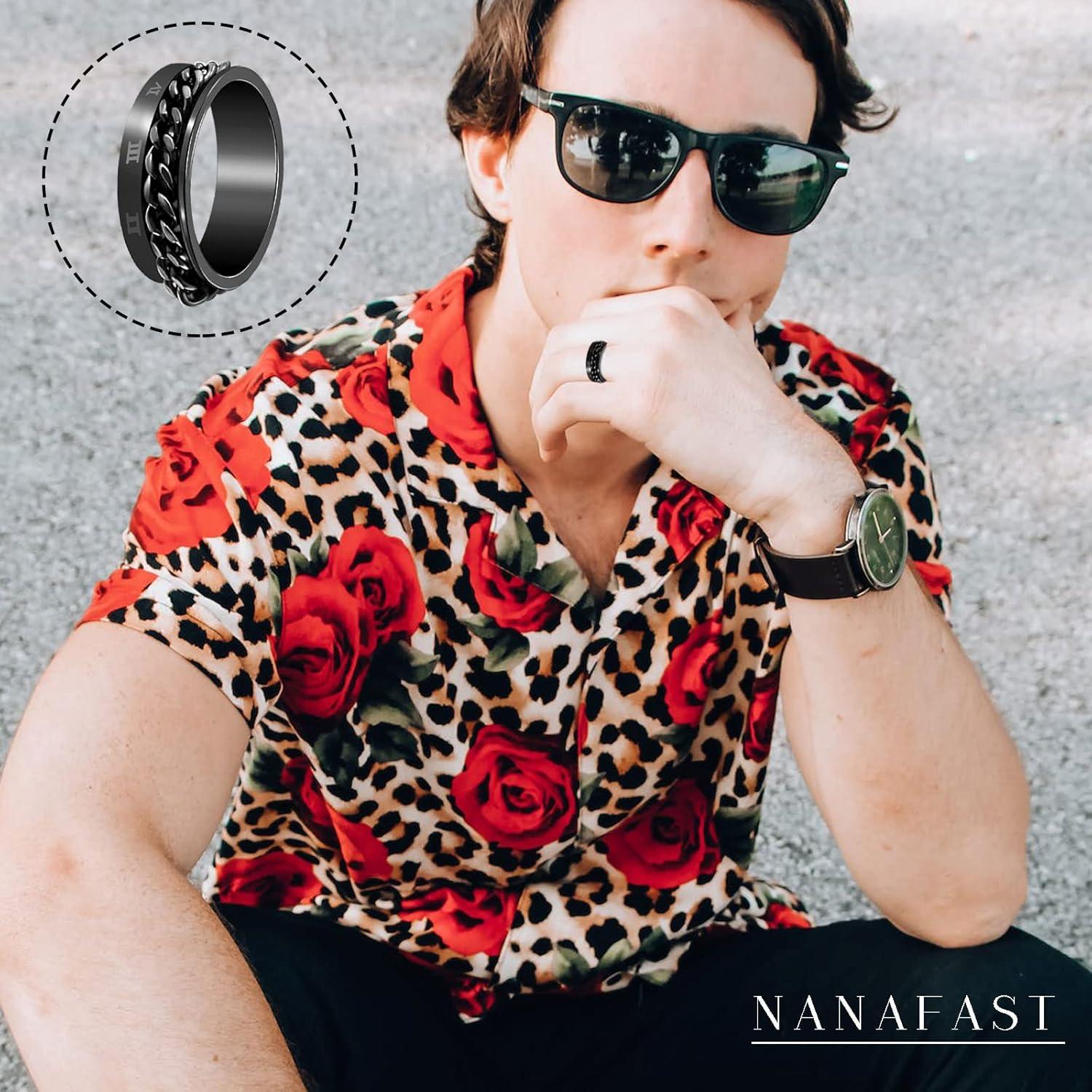 Nanafast 3 PCS Spinner Anxiety Rings Stainless Steel Spinner Ring Fidget Anxiety Rings for Women Men Relieving Stress Ring Anxiety Rings Set Size 6-12