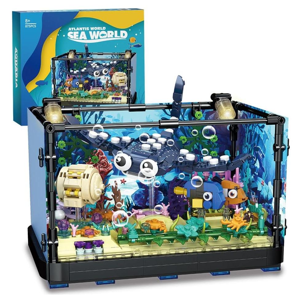Conjunto de Bloques de Construcción RiceBlock 875 Piezas Acuario