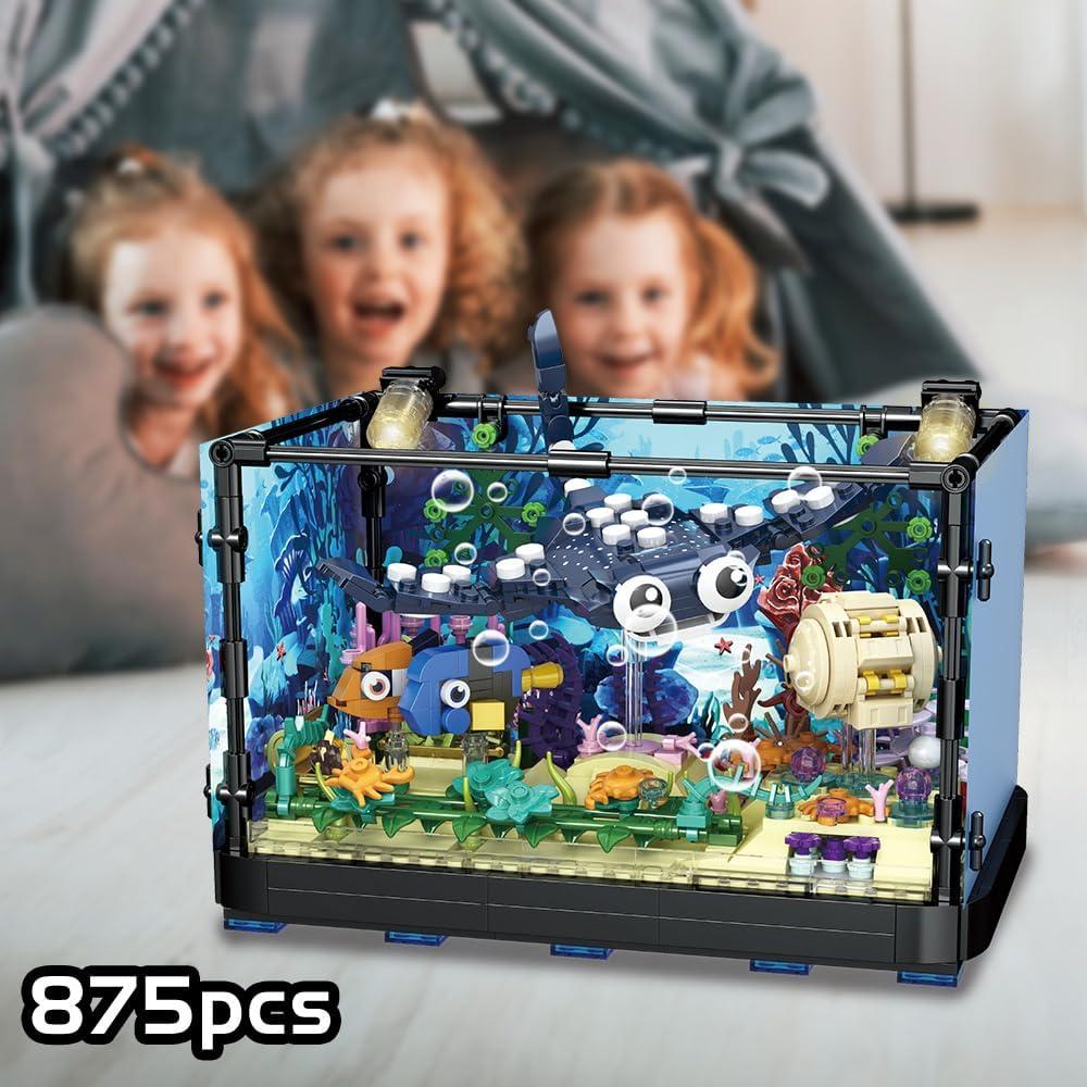 Conjunto de Bloques de Construcción RiceBlock 875 Piezas Acuario