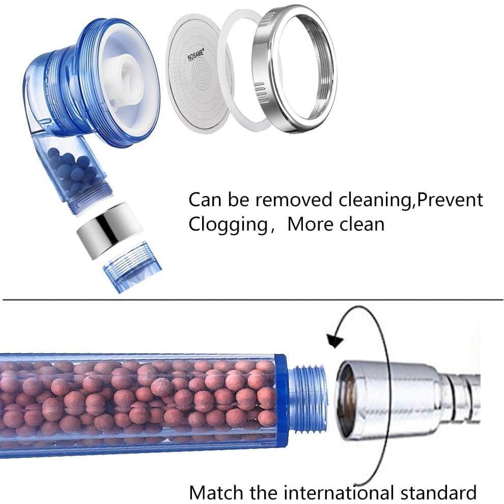 Cabezal de Ducha Nosame Alta Presión 3 Modos Filtrado Azul