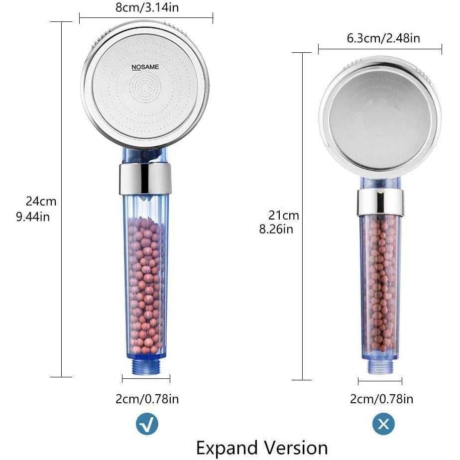 Cabezal de Ducha Nosame Alta Presión 3 Modos Filtrado Azul