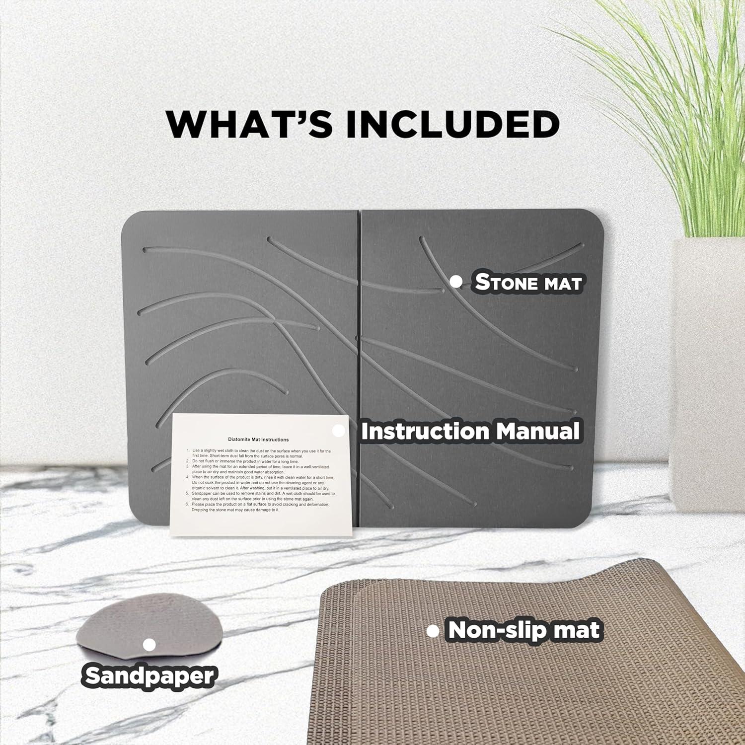 Alfombrilla de Secado de Piedra Diatomácea 60x39 cm Gris Oscuro