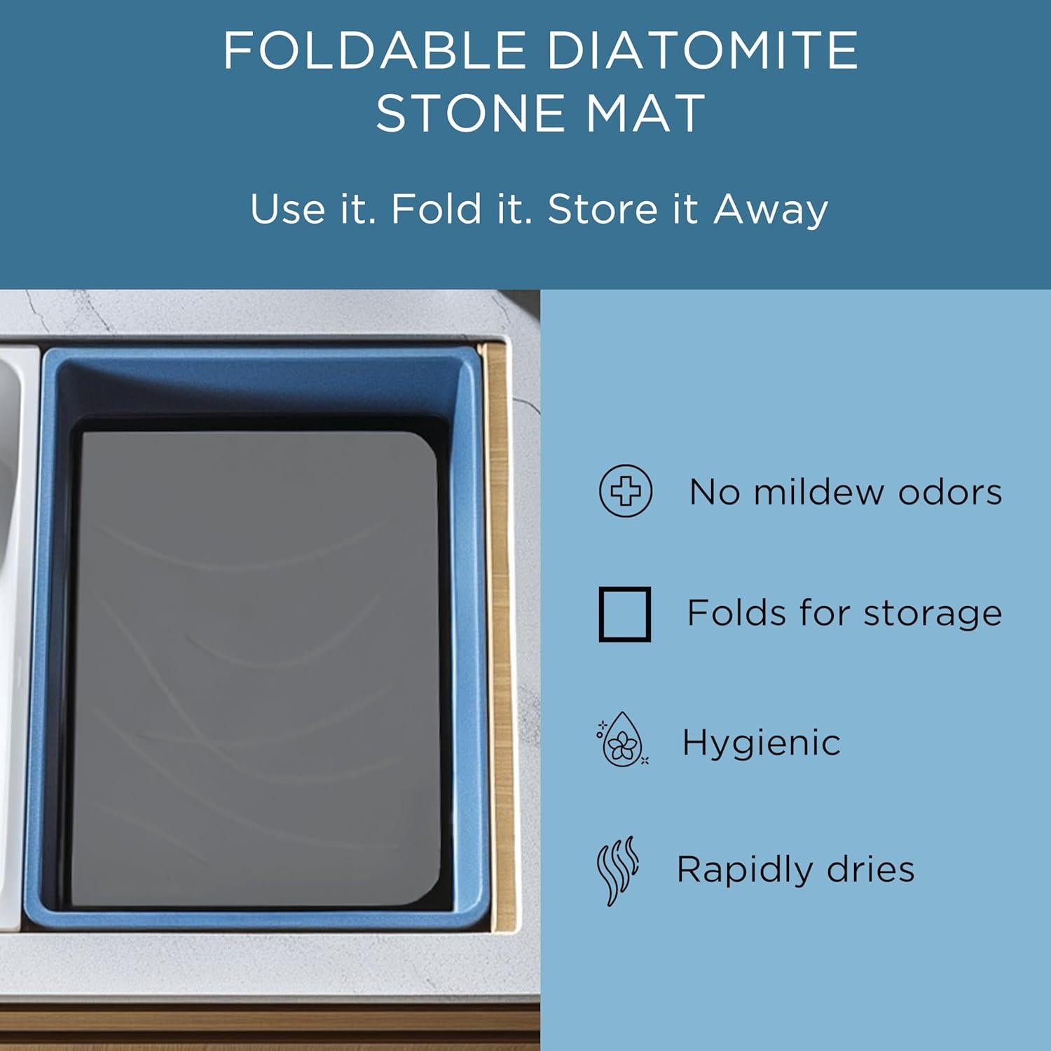 Alfombrilla de Secado de Piedra Diatomácea 60x39 cm Gris Oscuro