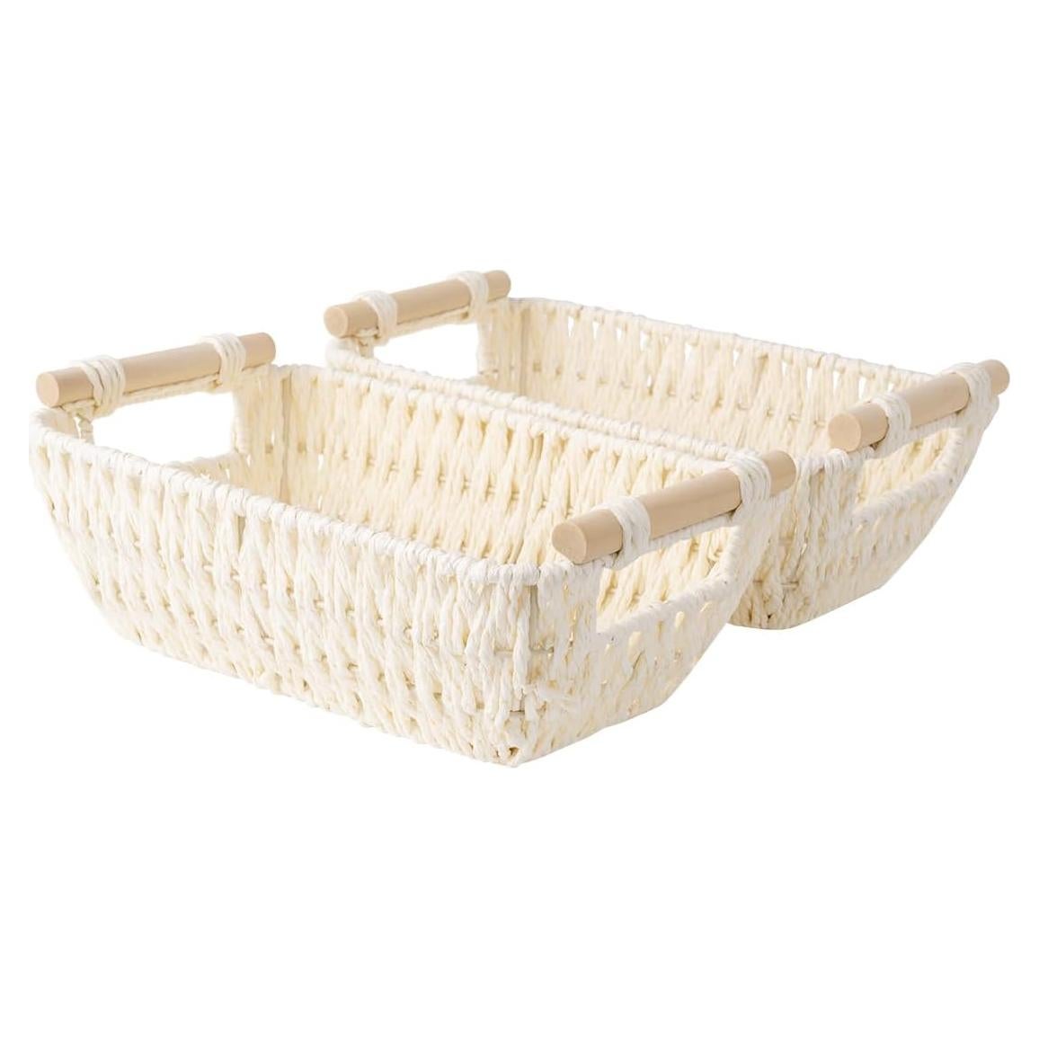 Cesta Redonda Beige StorageWorks de Papel - Set de 2