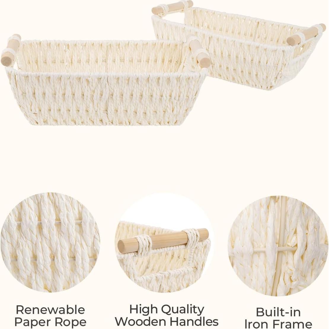 Cesta Redonda Beige StorageWorks de Papel - Set de 2