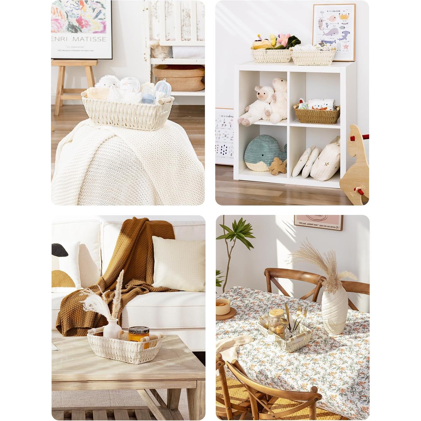 Cesta Redonda Beige StorageWorks de Papel - Set de 2