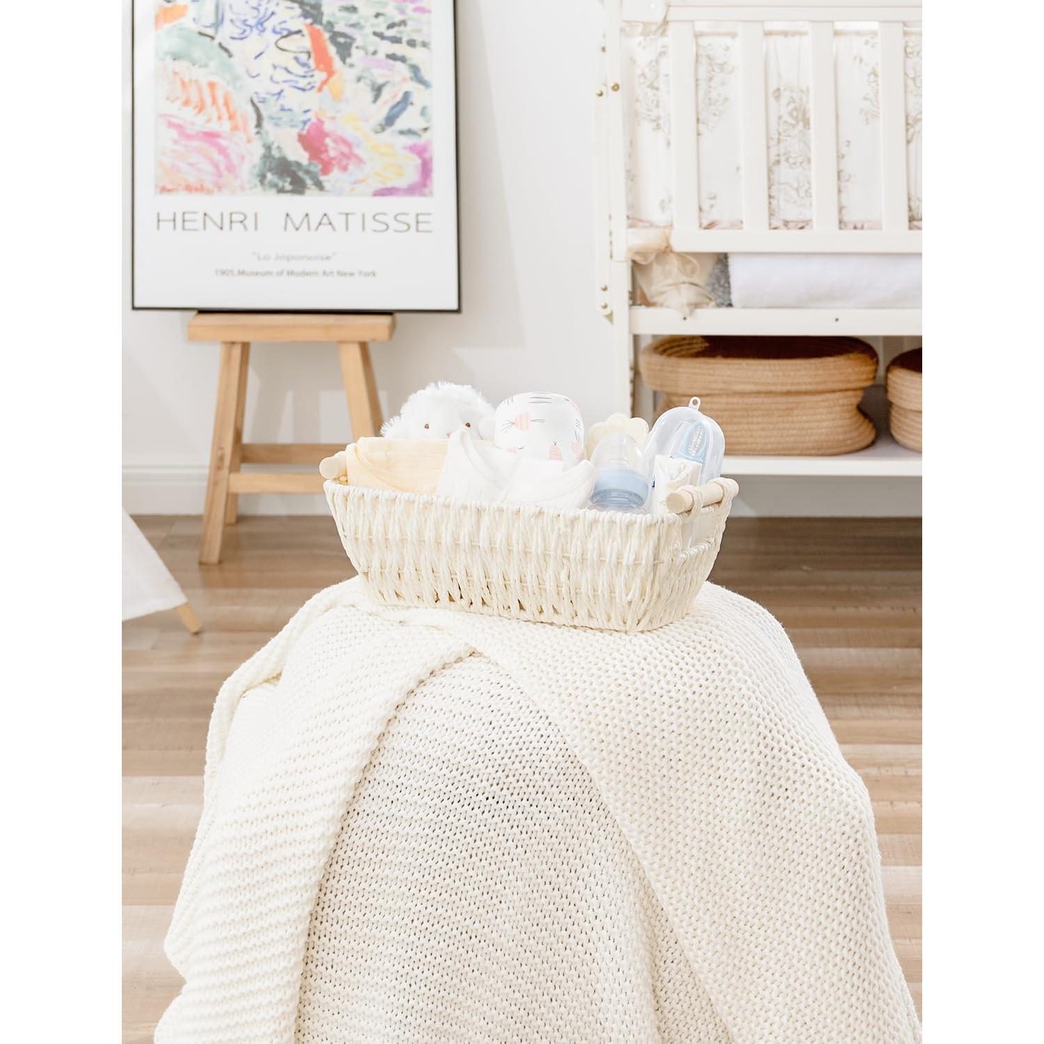 Cesta Redonda Beige StorageWorks de Papel - Set de 2