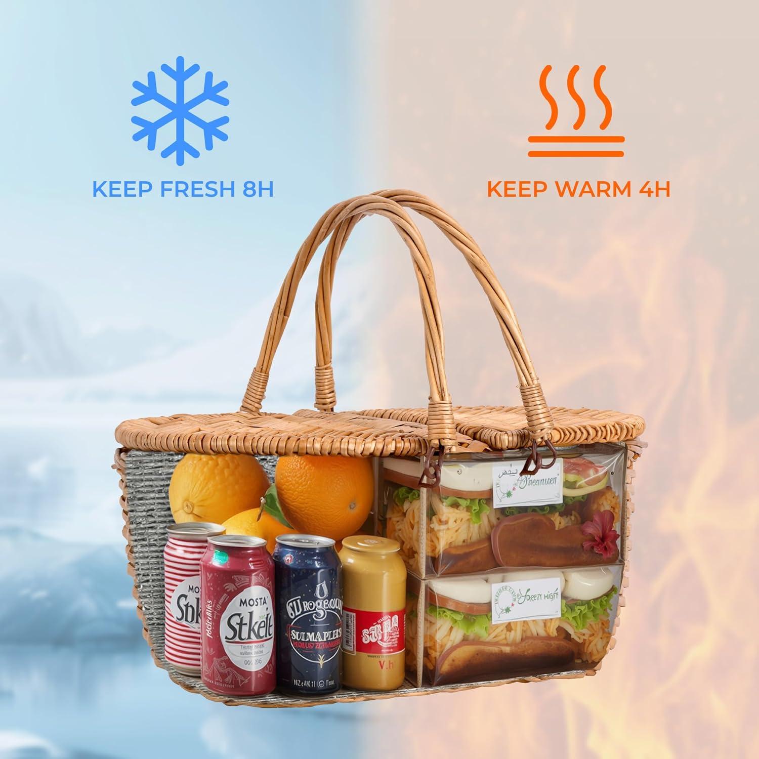 Cesta de Picnic GRANNY SAYS de Mimbre Aislada 40x30cm