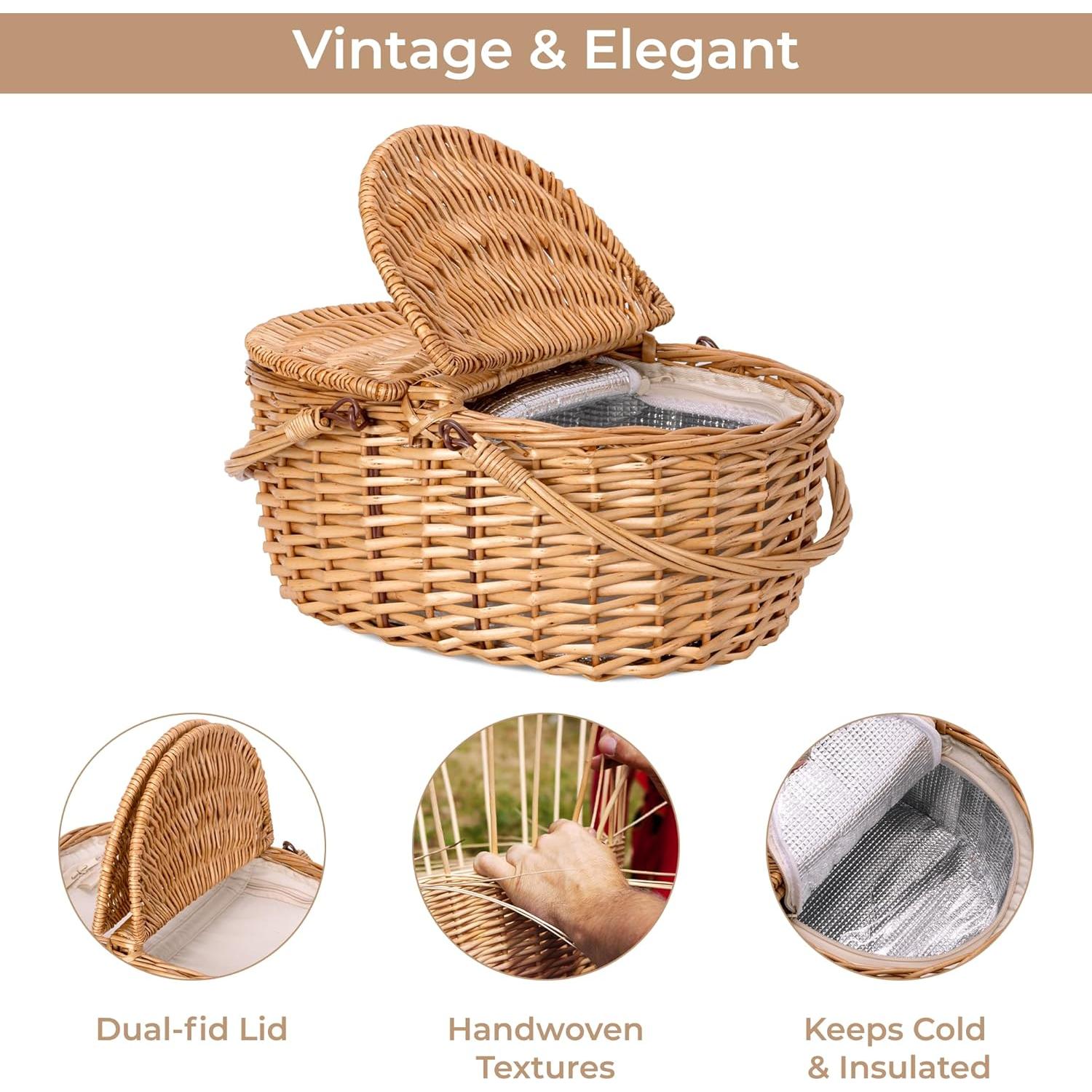 Cesta de Picnic GRANNY SAYS de Mimbre Aislada 40x30cm