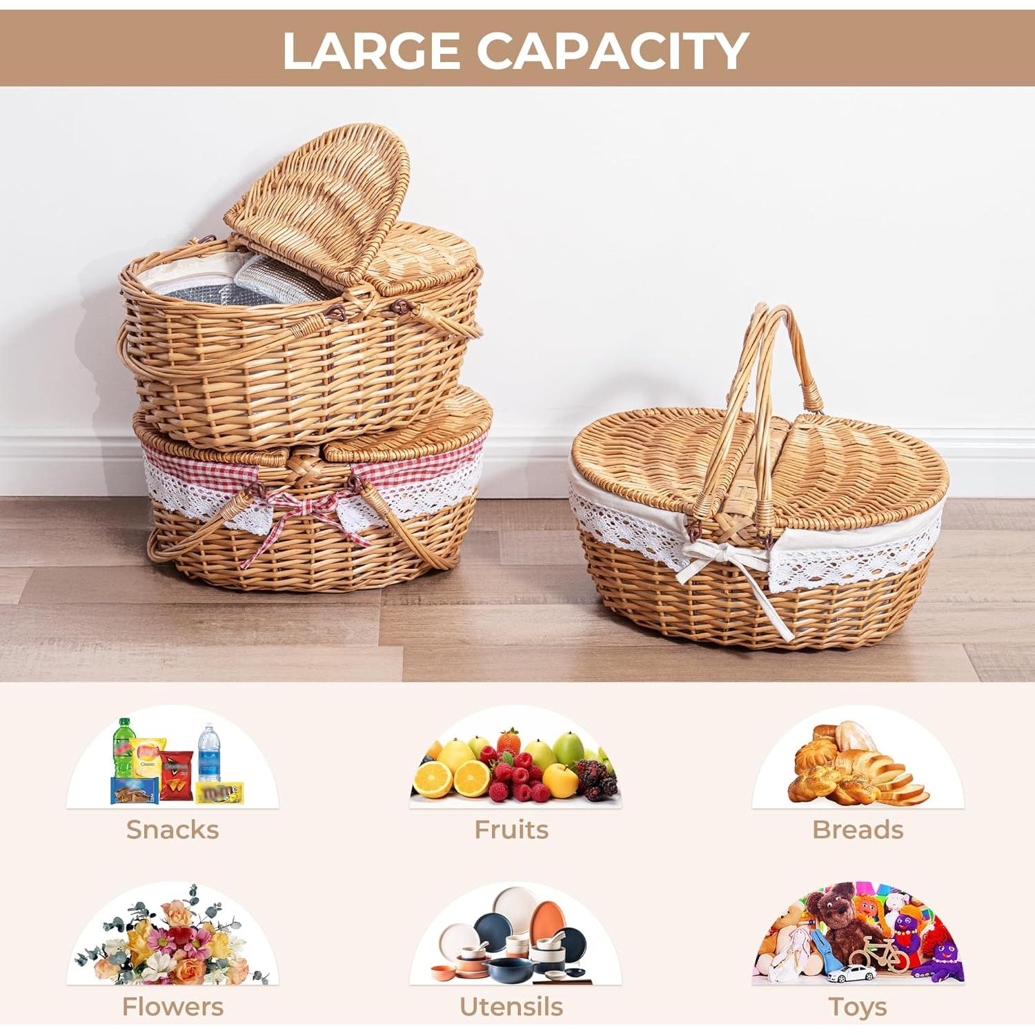 Cesta de Picnic GRANNY SAYS de Mimbre Aislada 40x30cm