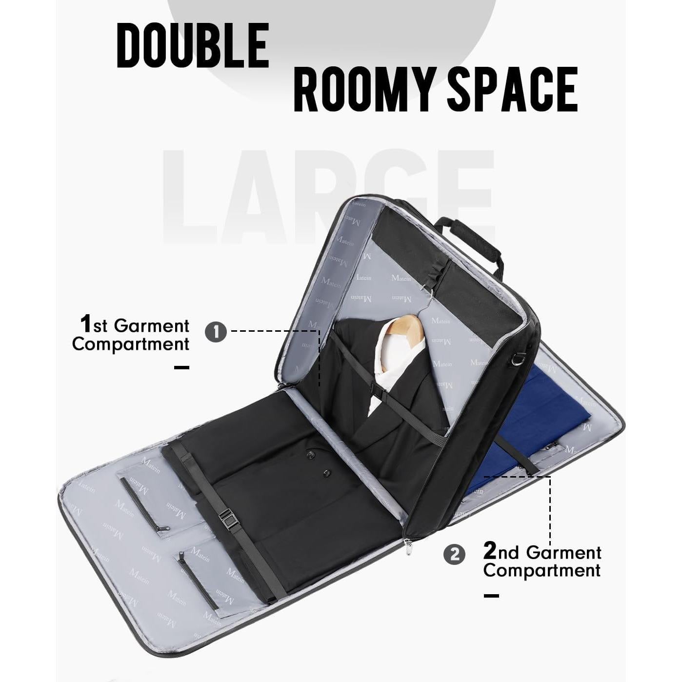 Bolsa de Traje MATEIN Doble Capa para 6 Trajes Negra