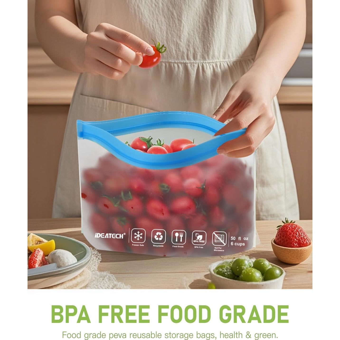 IDEATECH Bolsas Reutilizables para Alimentos 8L Gris PEVA