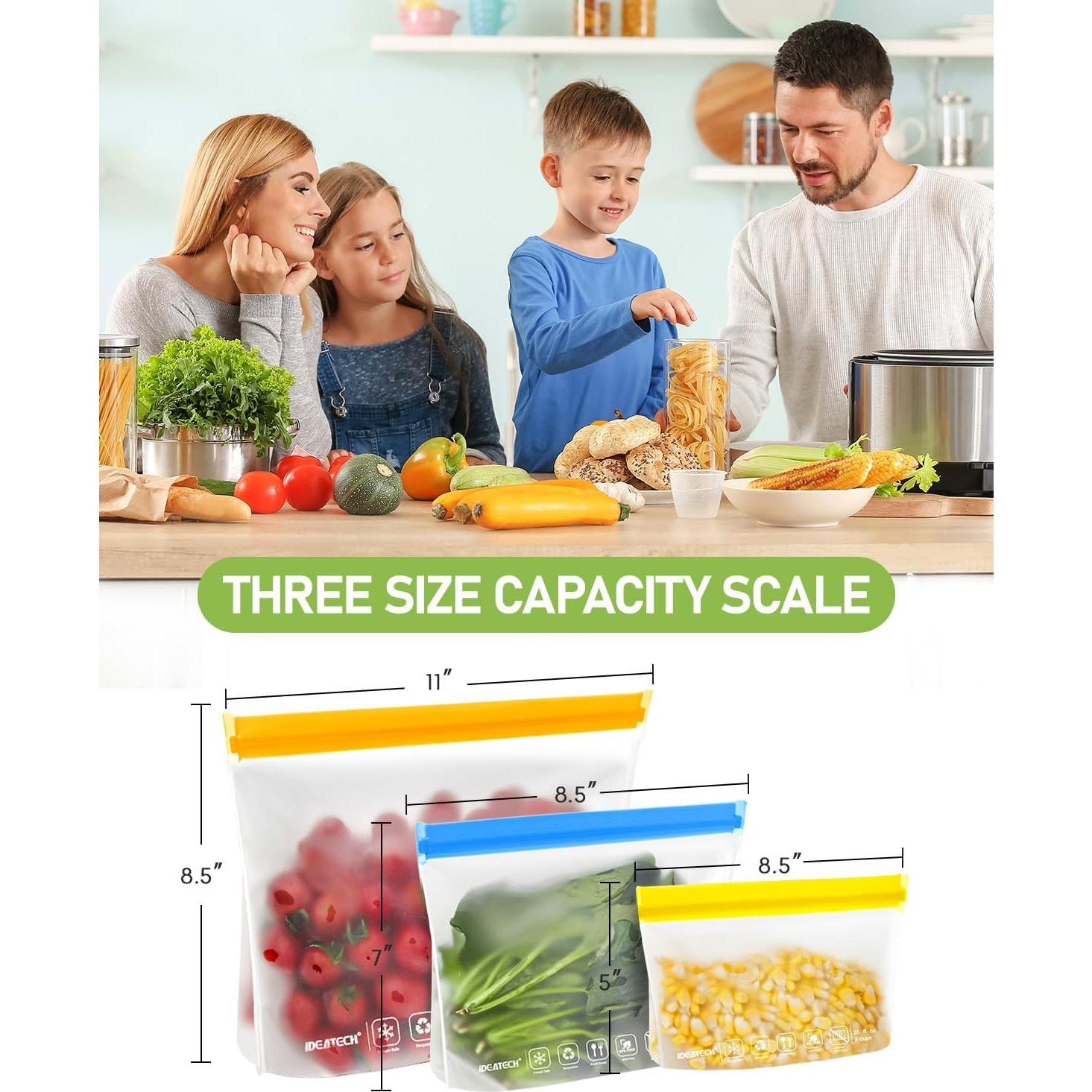 IDEATECH Bolsas Reutilizables para Alimentos 8L Gris PEVA