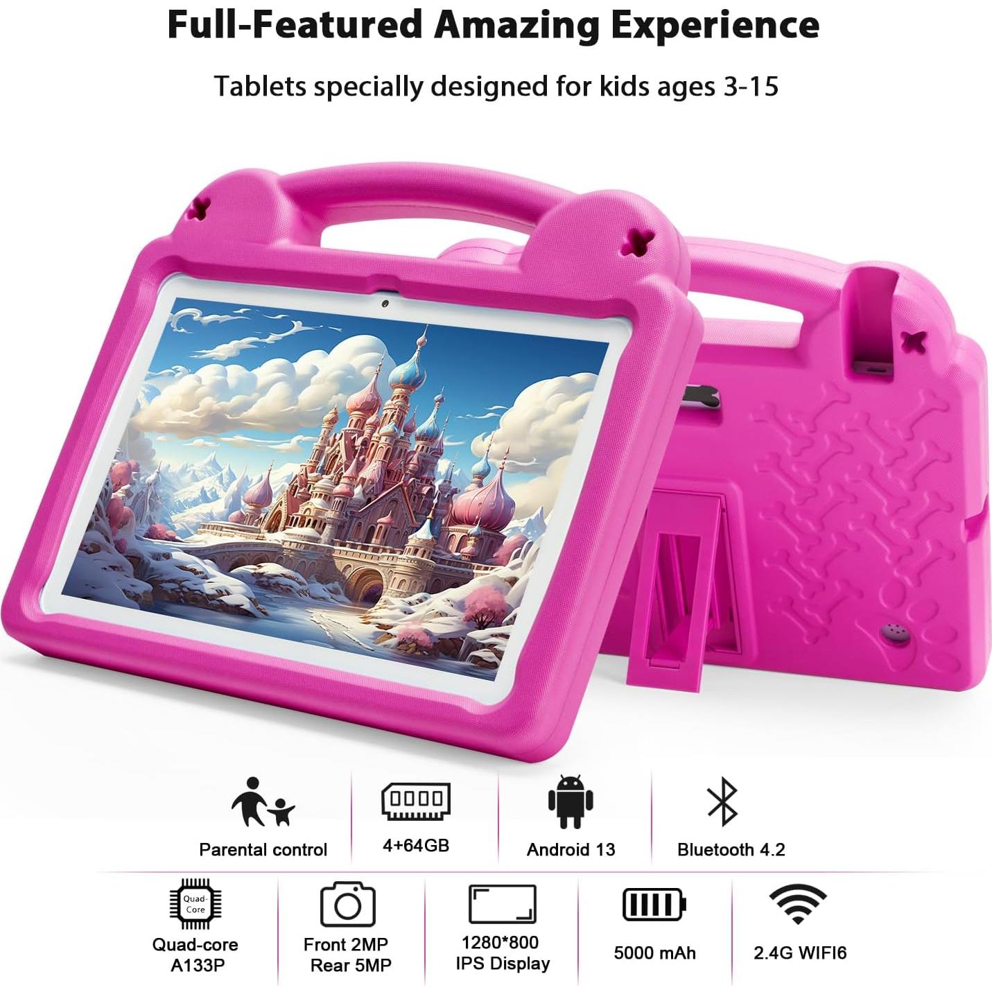 Tableta para Niños Paitanry R16PRO 10.1" HD 8GB RAM Rosa