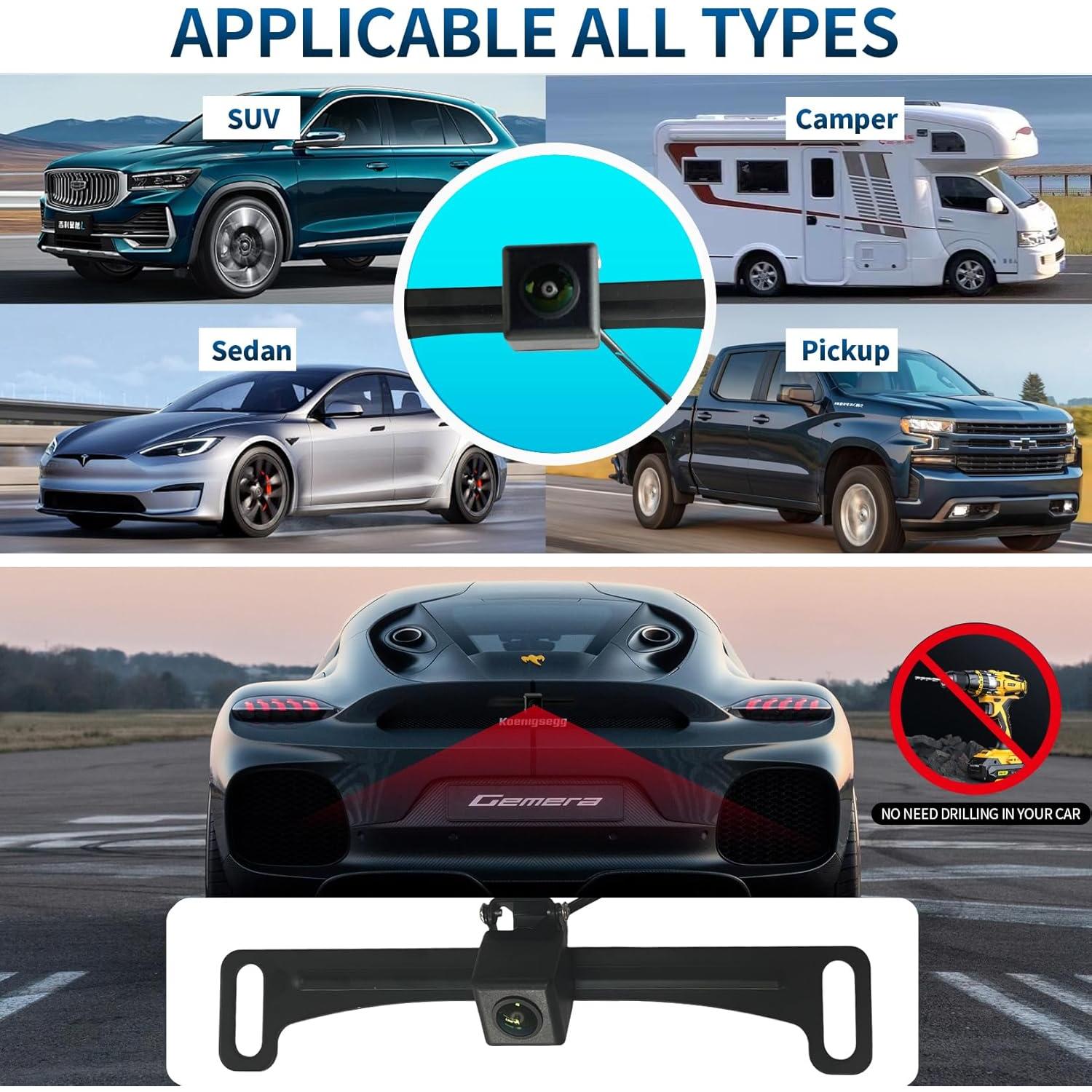 Cámara de Respaldo HD Xiaofeige con Visión Nocturna 170°