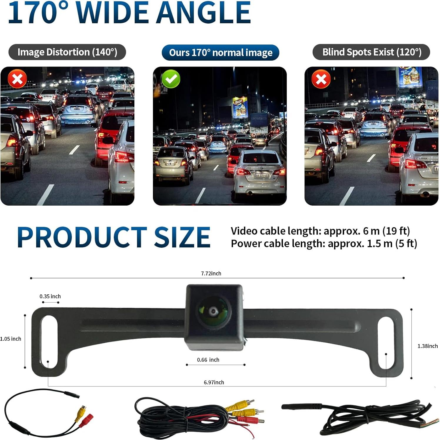 Cámara de Respaldo HD Xiaofeige con Visión Nocturna 170°