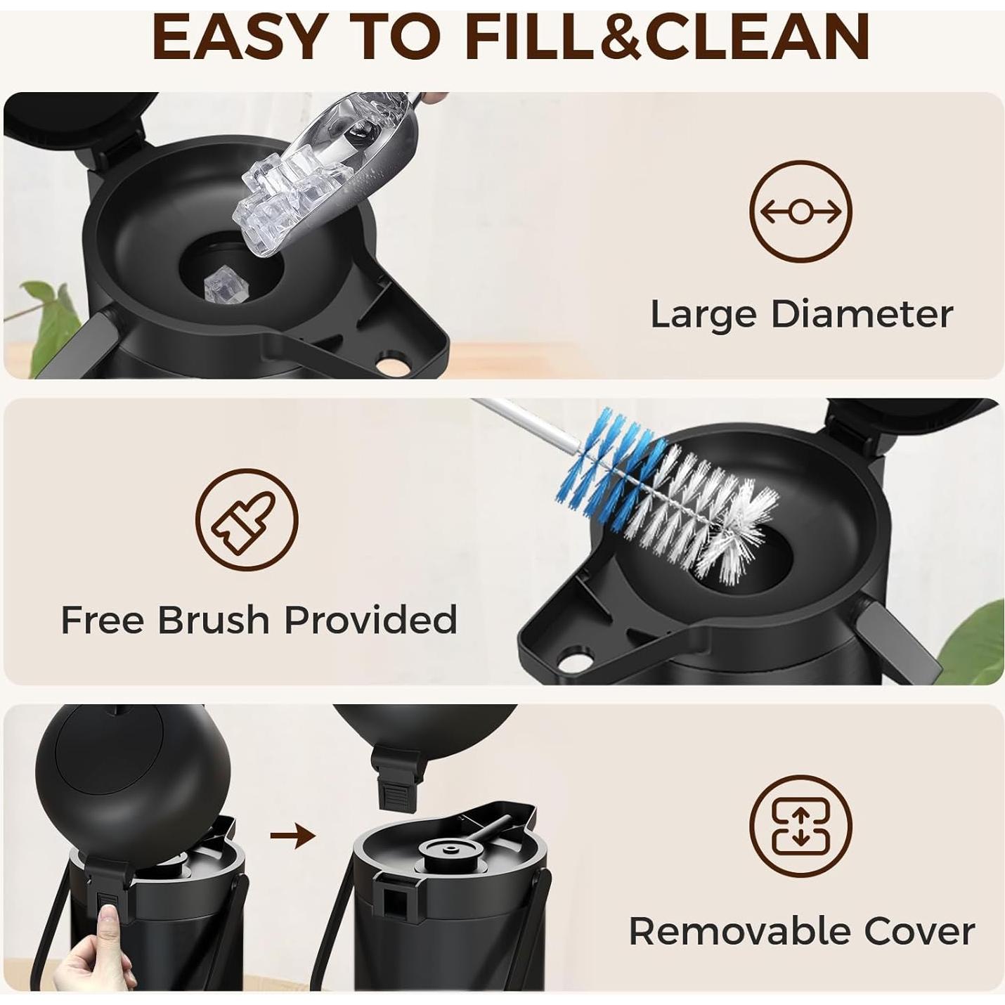 Jarra de café Airpot Gezoss 3L acero inoxidable negro