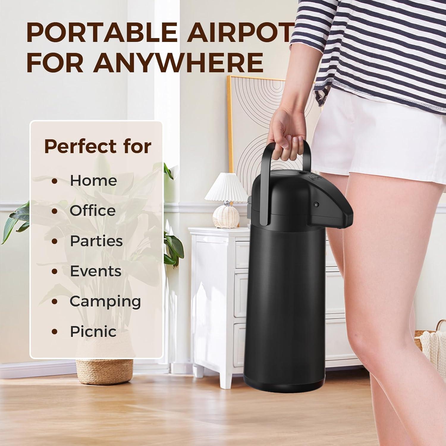 Jarra de café Airpot Gezoss 3L acero inoxidable negro