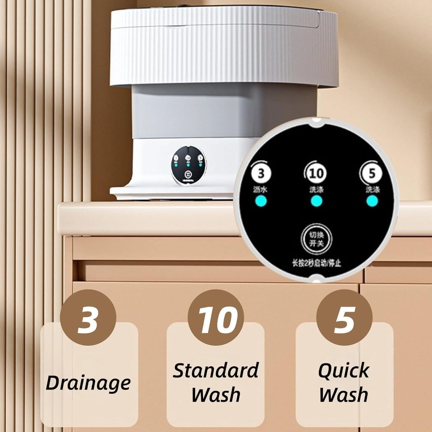 Mini Lavadora Plegable Tomantery 10L con Secadora Gris