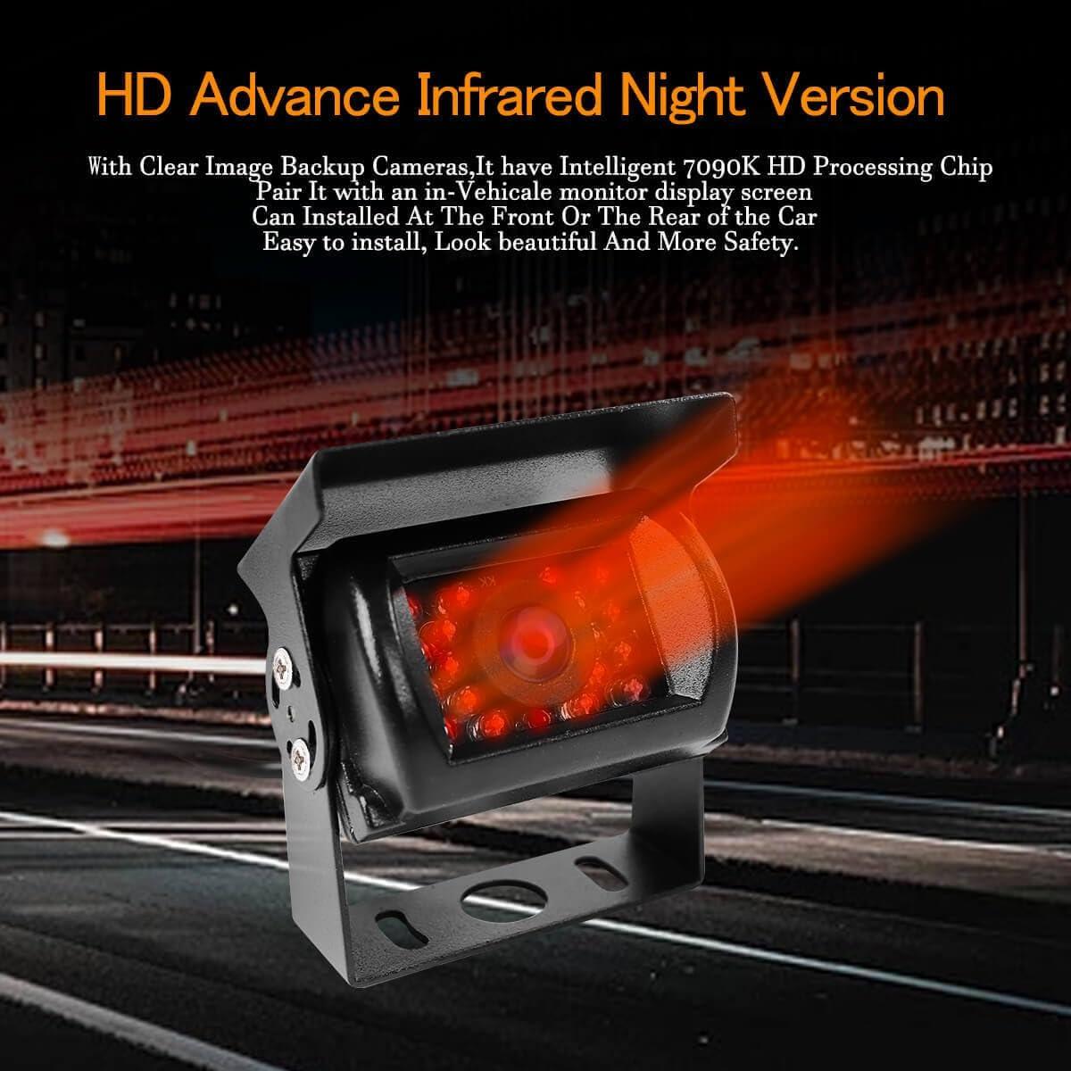 Cámara de visión trasera PTOHYU con 18 LED IR y 10m RCA