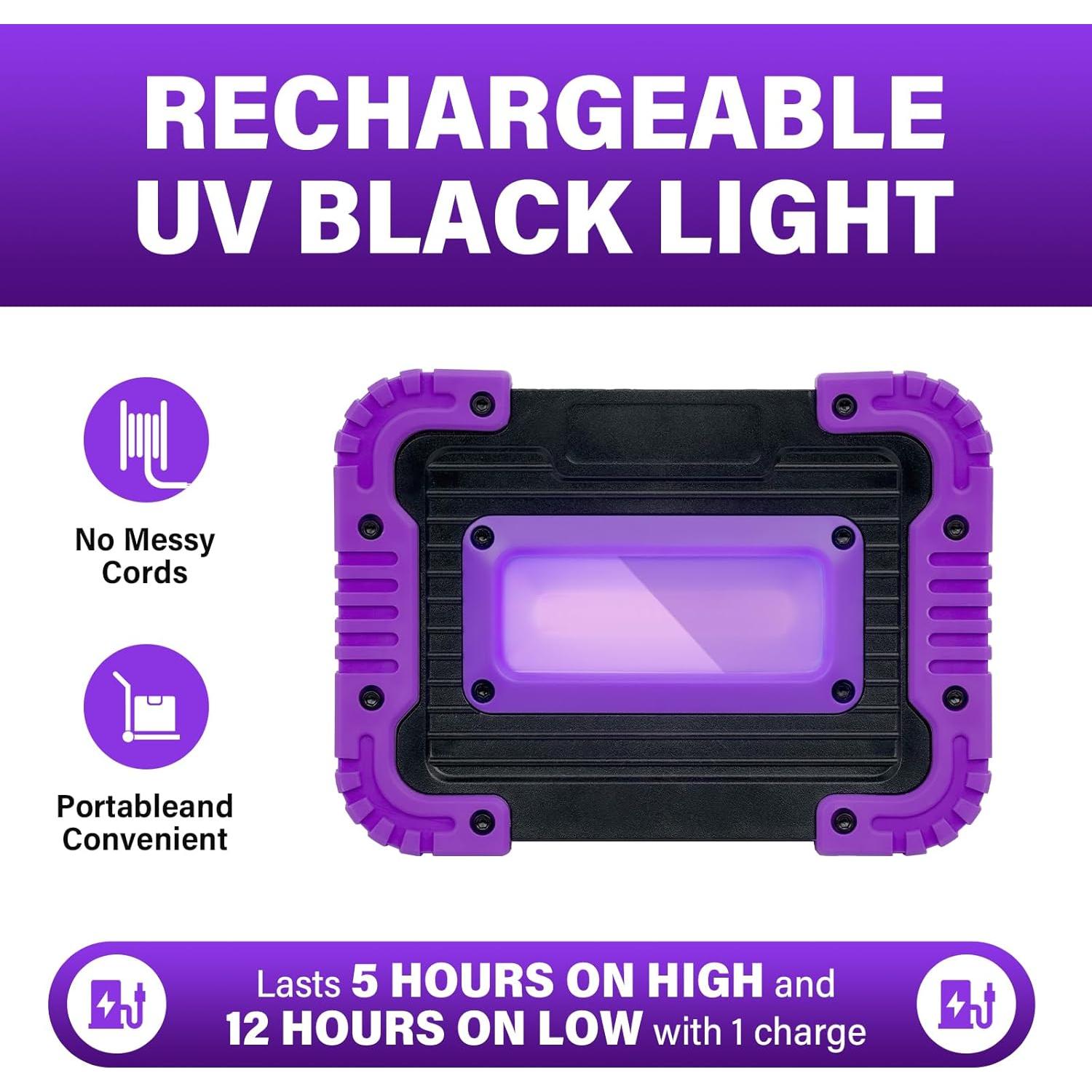 Luz Negra Recargable GPRK 20W 395nm UV para Fiestas