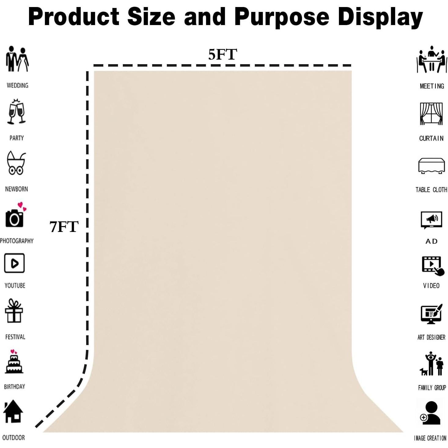 Beige Screen Backdrop 5x7ft Photography Background Meeting Photo Studio Shooting Props