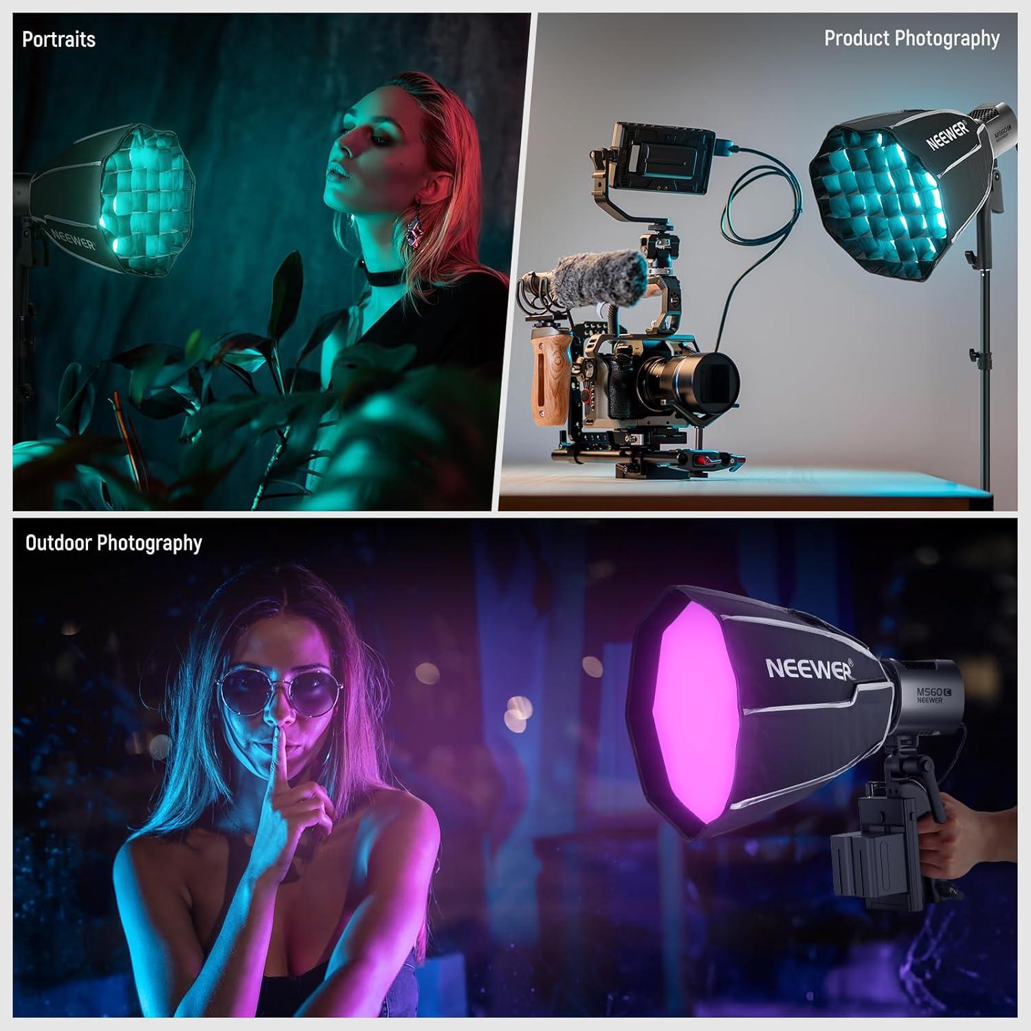 NEEWER Octagonal Softbox 30 cm with NEEWER Mount, Octabox Softbox Folding & Quick Installation with Honeycomb Light Diffuser/Grid for MS60 MS60B MS60C MS150B,NS3P LED Studio Lamp