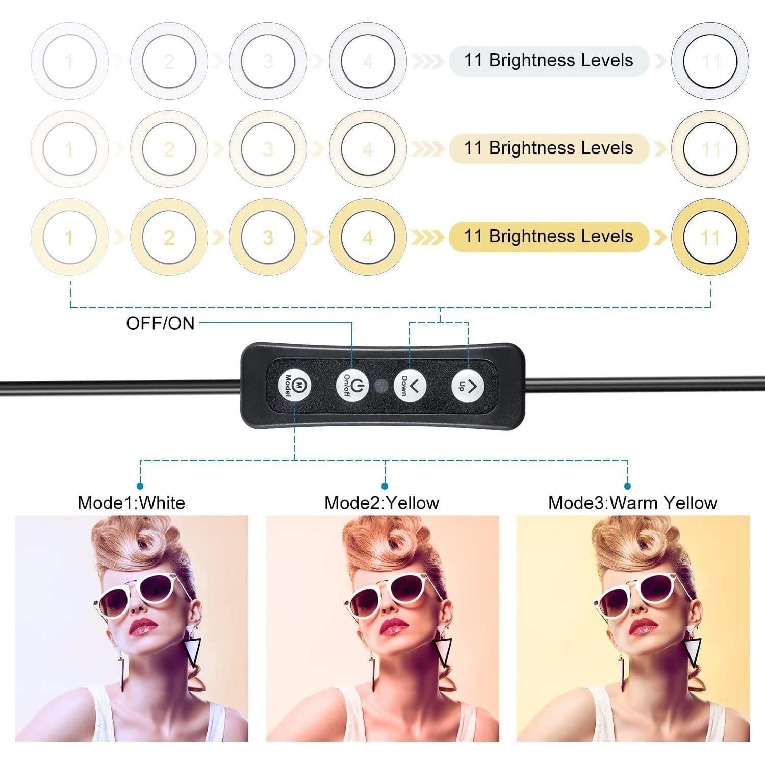 LED Ring Light 6" with Tripod Stand for Desk YouTube Video and Makeup, Mini Camera Light with Cell Phone Holder Desktop LED Lamp with 3 Light Modes & 11 Brightness Level (6 inch)