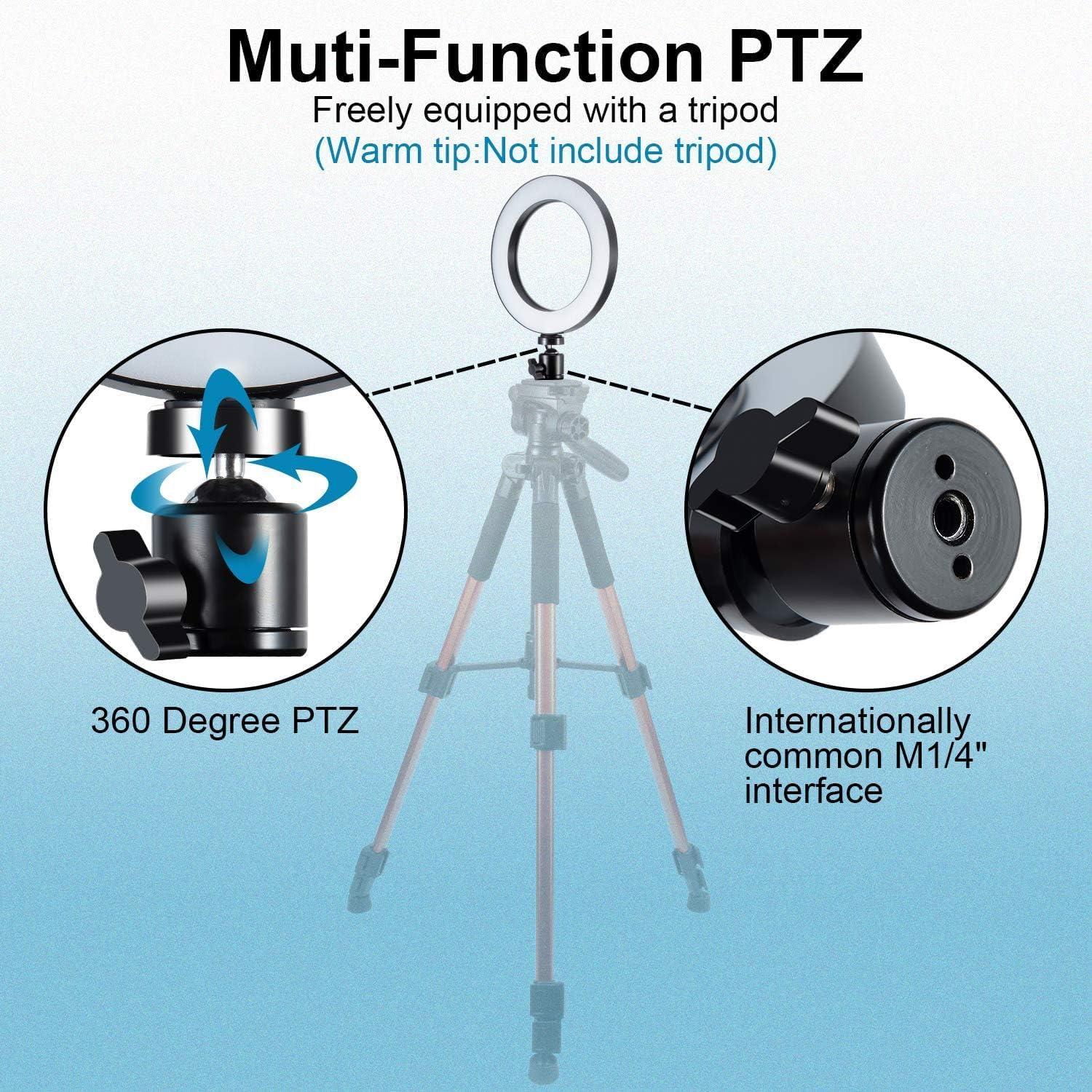 LED Ring Light 6" with Tripod Stand for Desk YouTube Video and Makeup, Mini Camera Light with Cell Phone Holder Desktop LED Lamp with 3 Light Modes & 11 Brightness Level (6 inch)