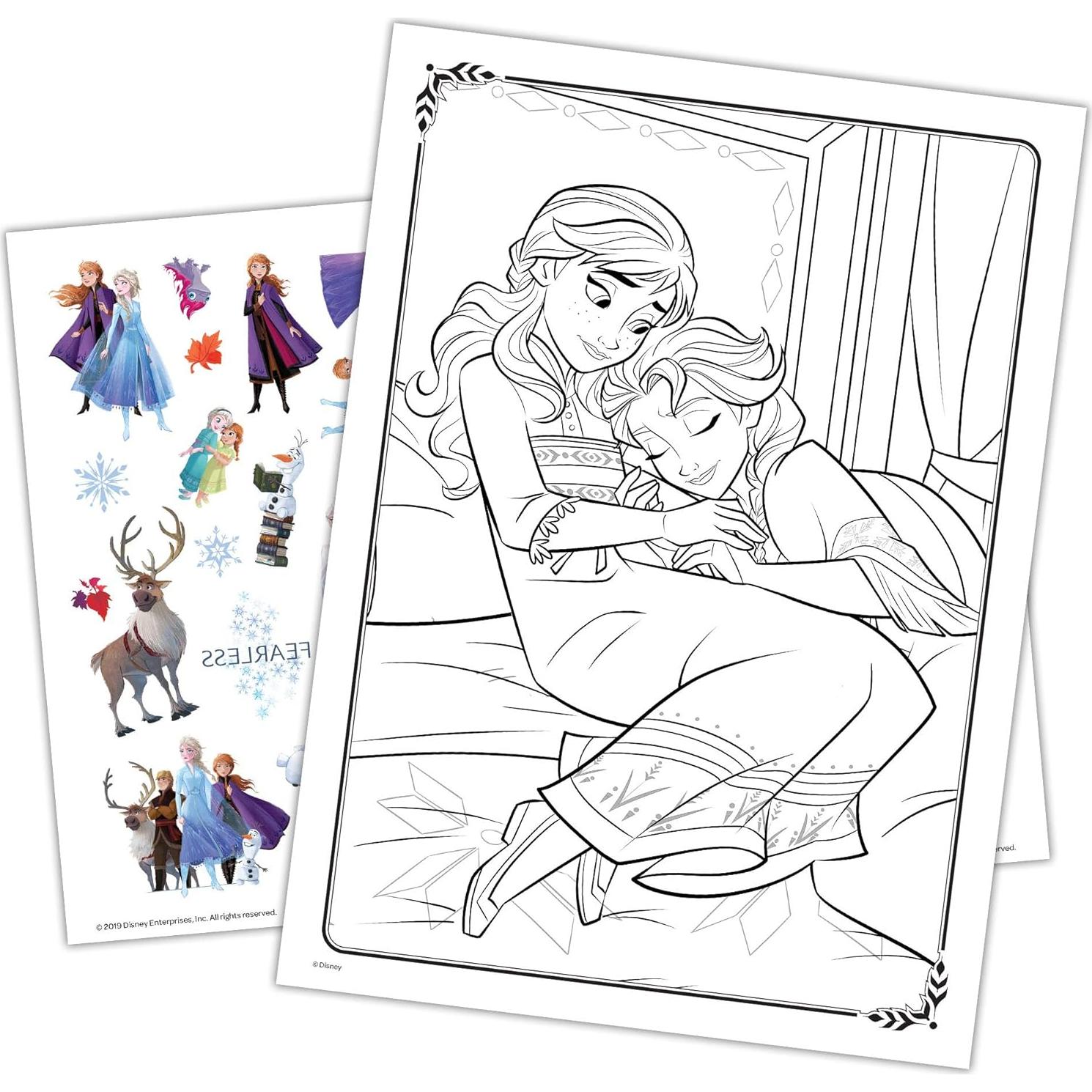 Set de Colorear Disney Frozen 2 Anna y Elsa con Crayones