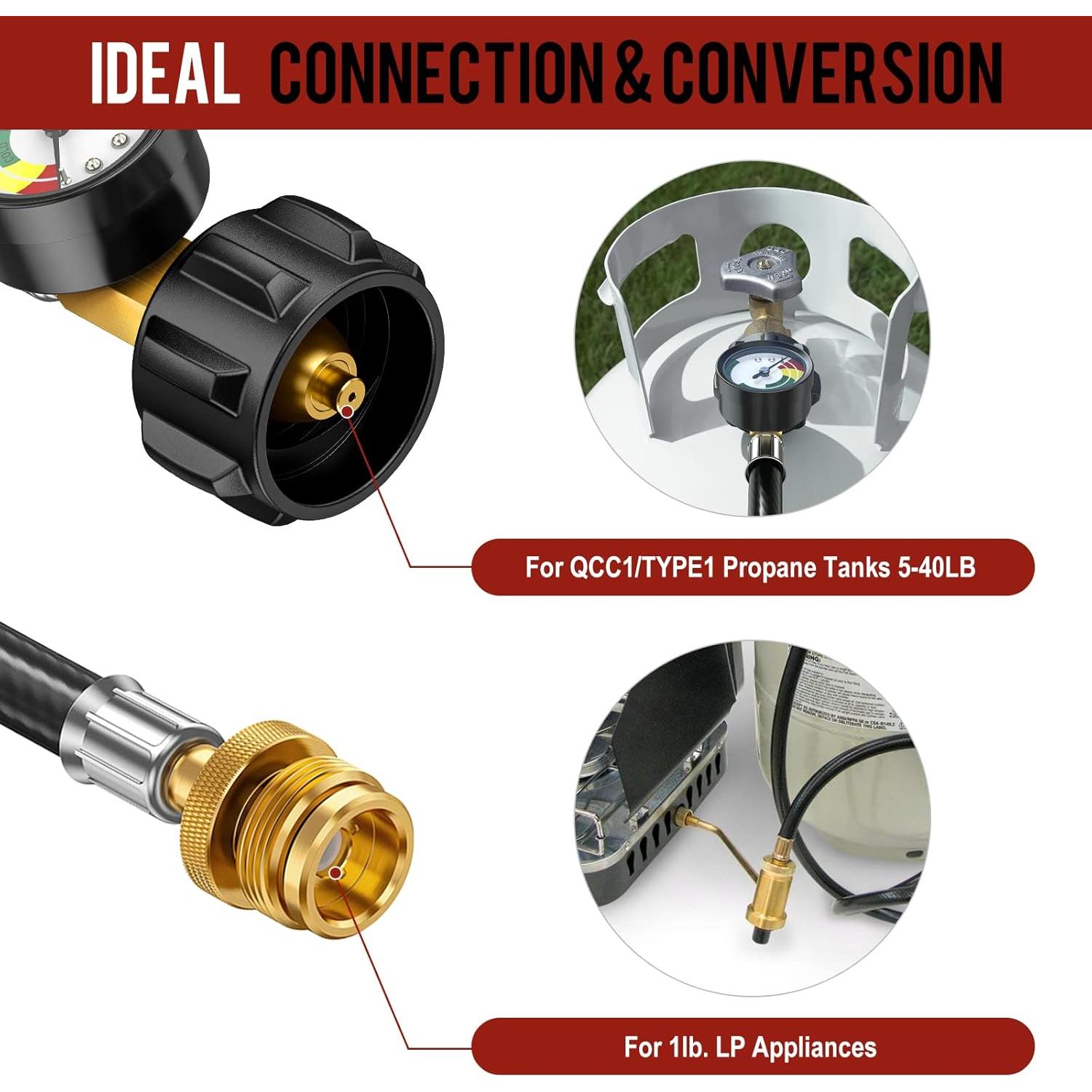 Adaptador de Manguera de Propano GasXpert 1lb a 20lb 1.83m