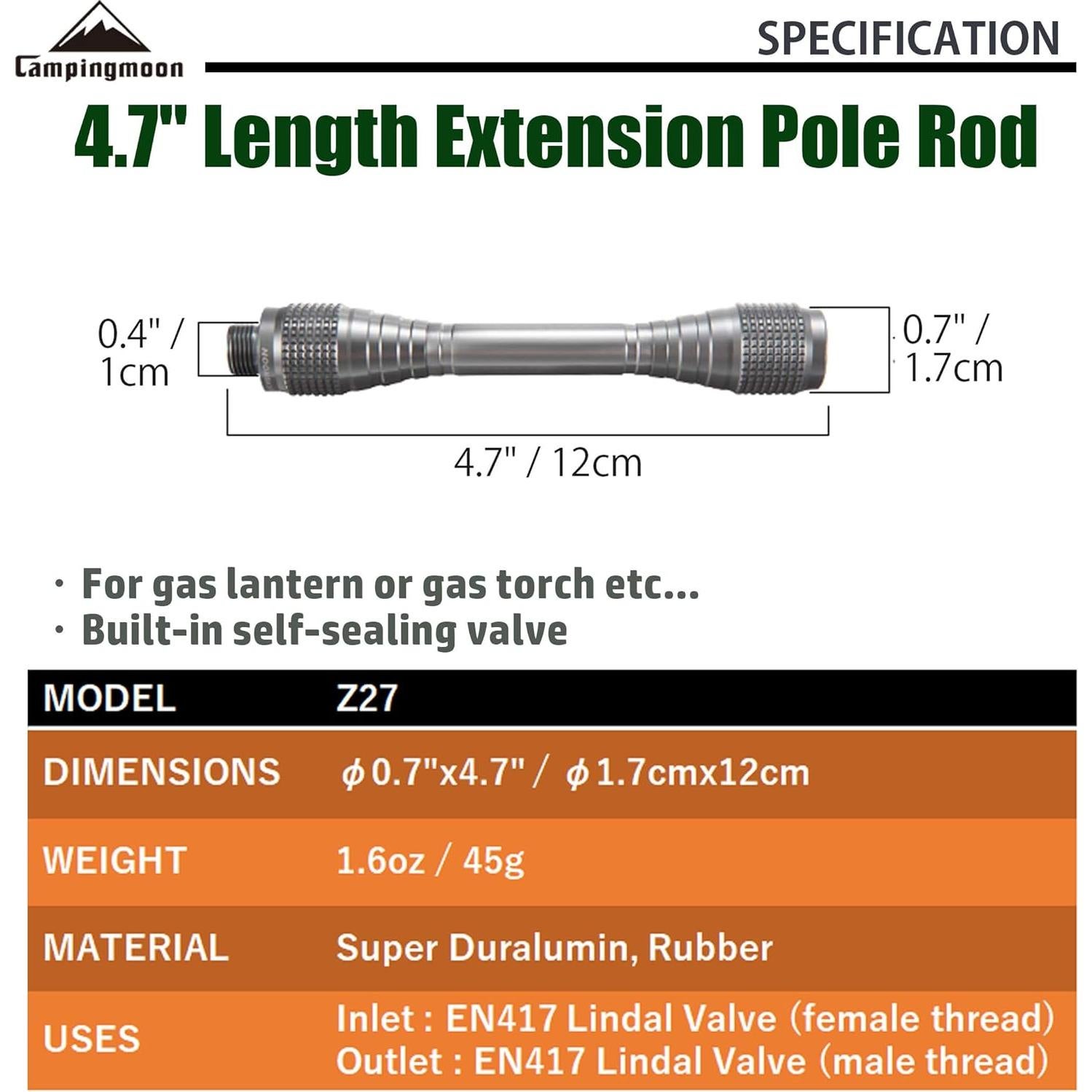 Varilla de Extensión Camping Moon Z27 para Linterna de Gas
