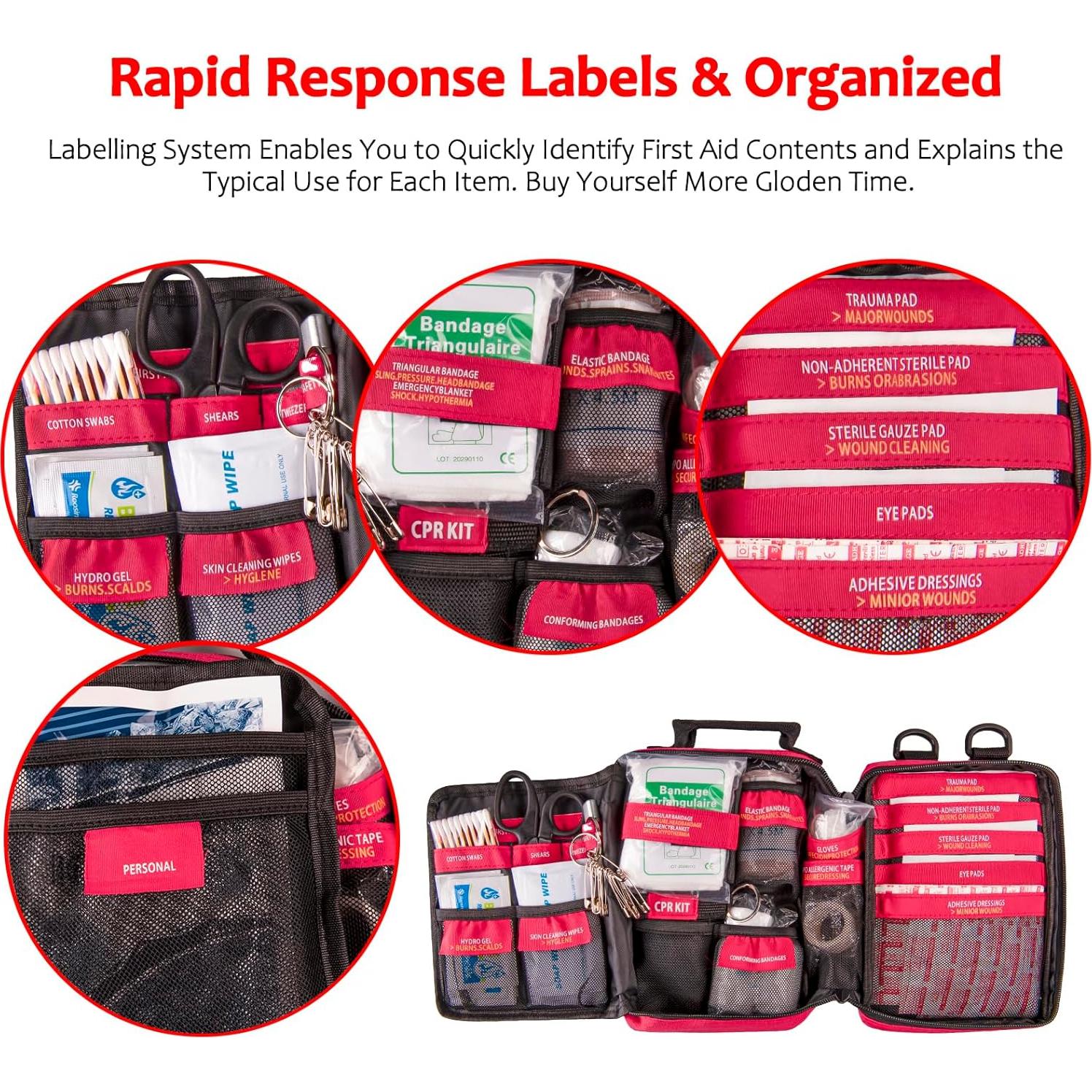 Kit de Primeros Auxilios Pasenhome Rojo Compacto 20.1x15x9.1cm