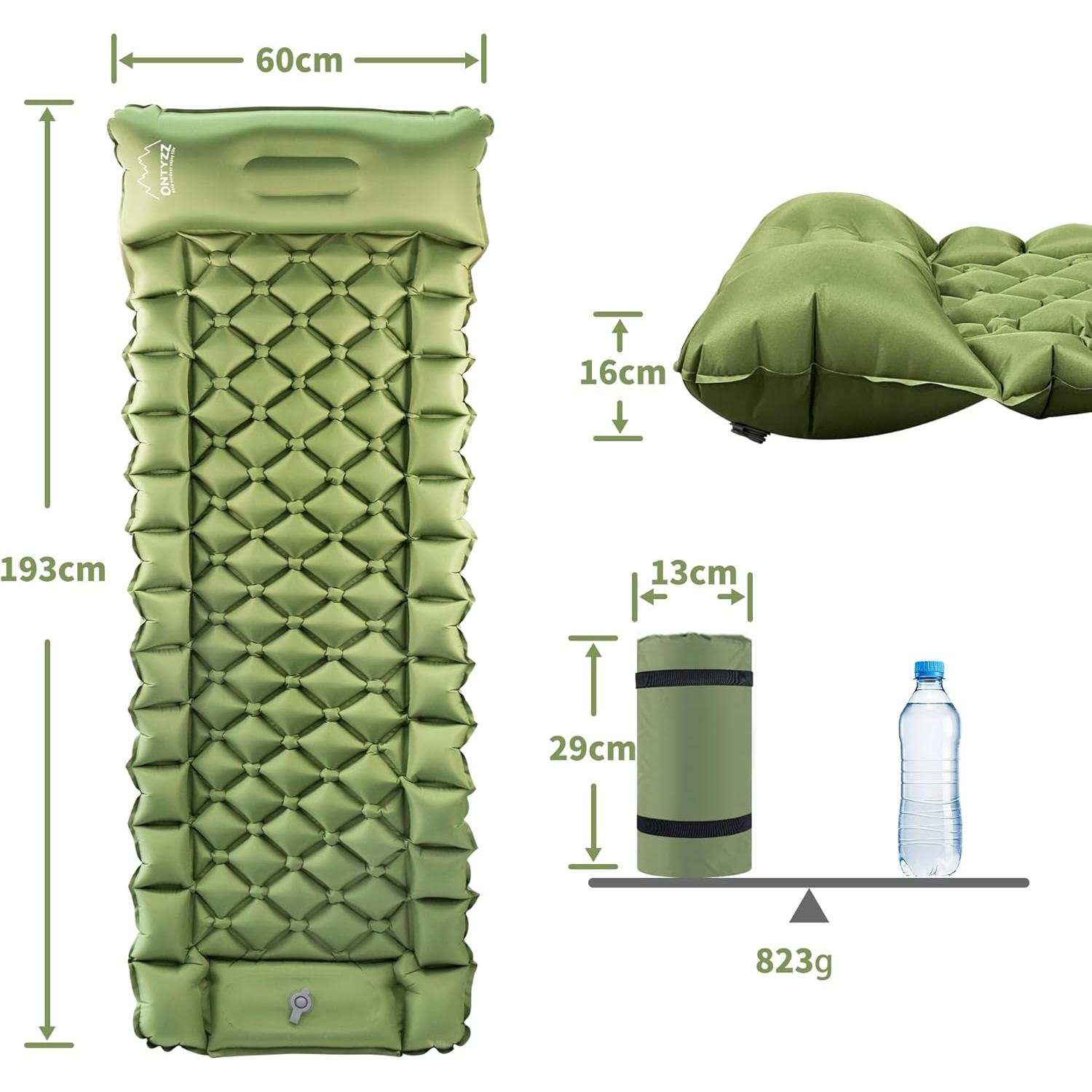 Almohadilla de Dormir Inflable ONTYZZ 193x60 cm Verde