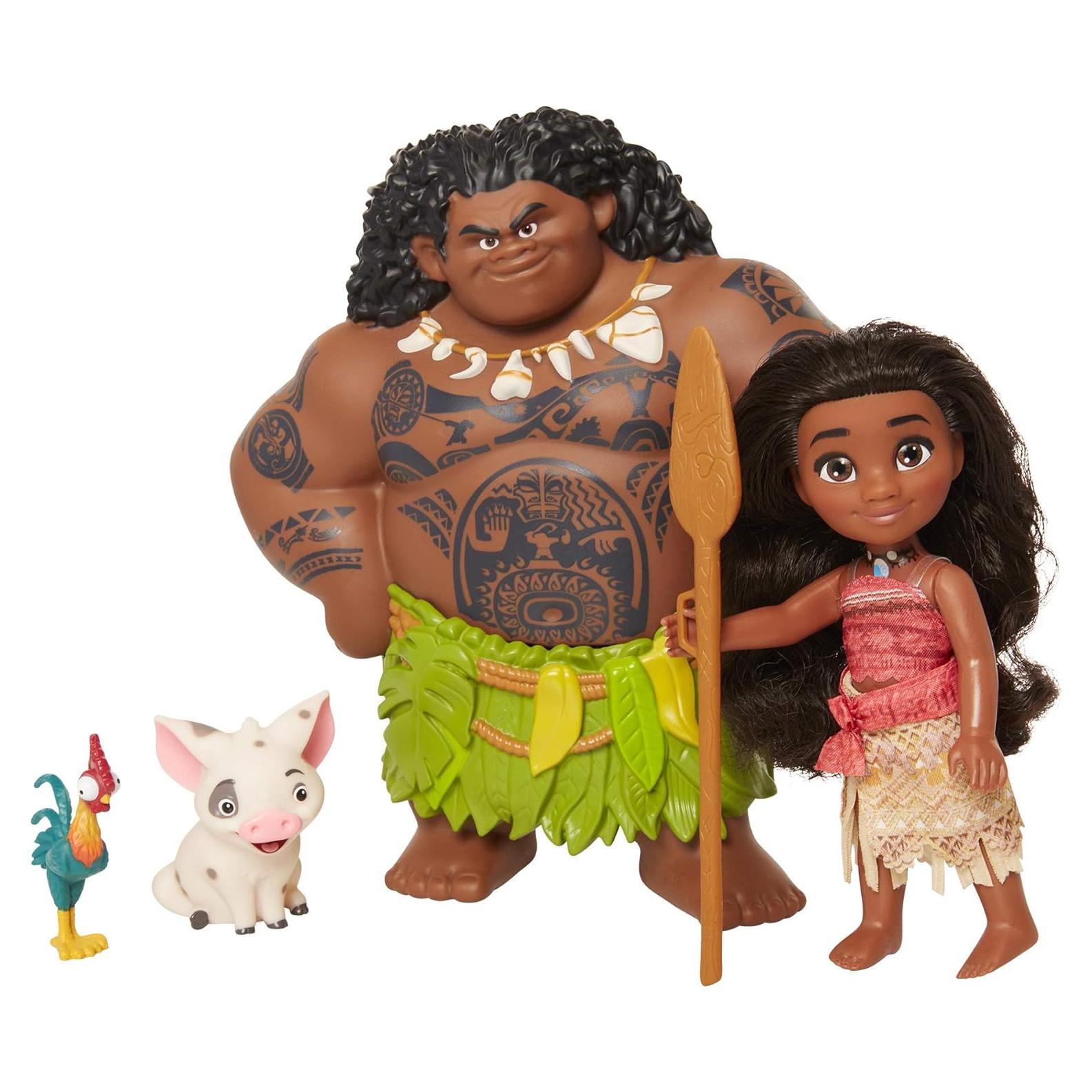 Set de Muñecas Moana y Maui 4 Piezas Jakks 15-20 cm