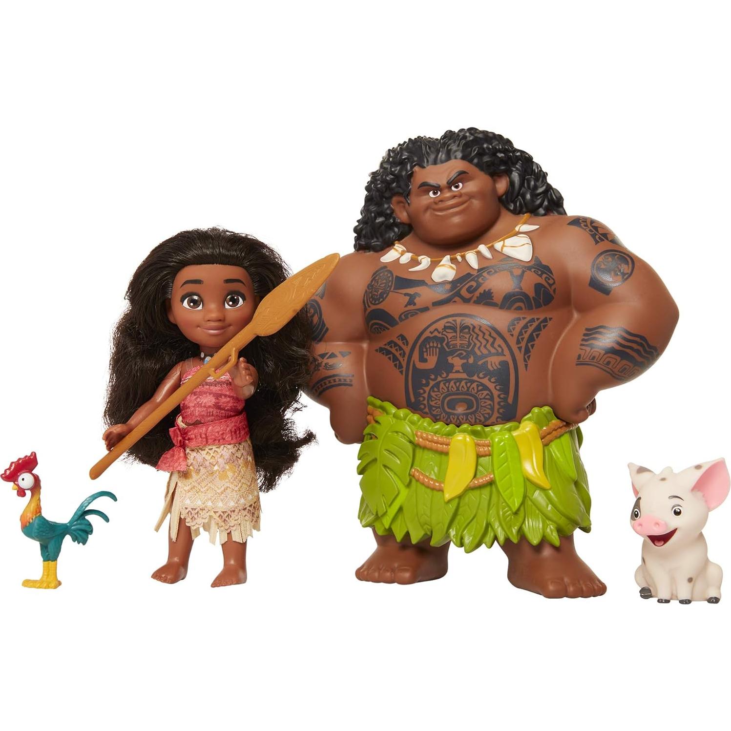 Set de Muñecas Moana y Maui 4 Piezas Jakks 15-20 cm