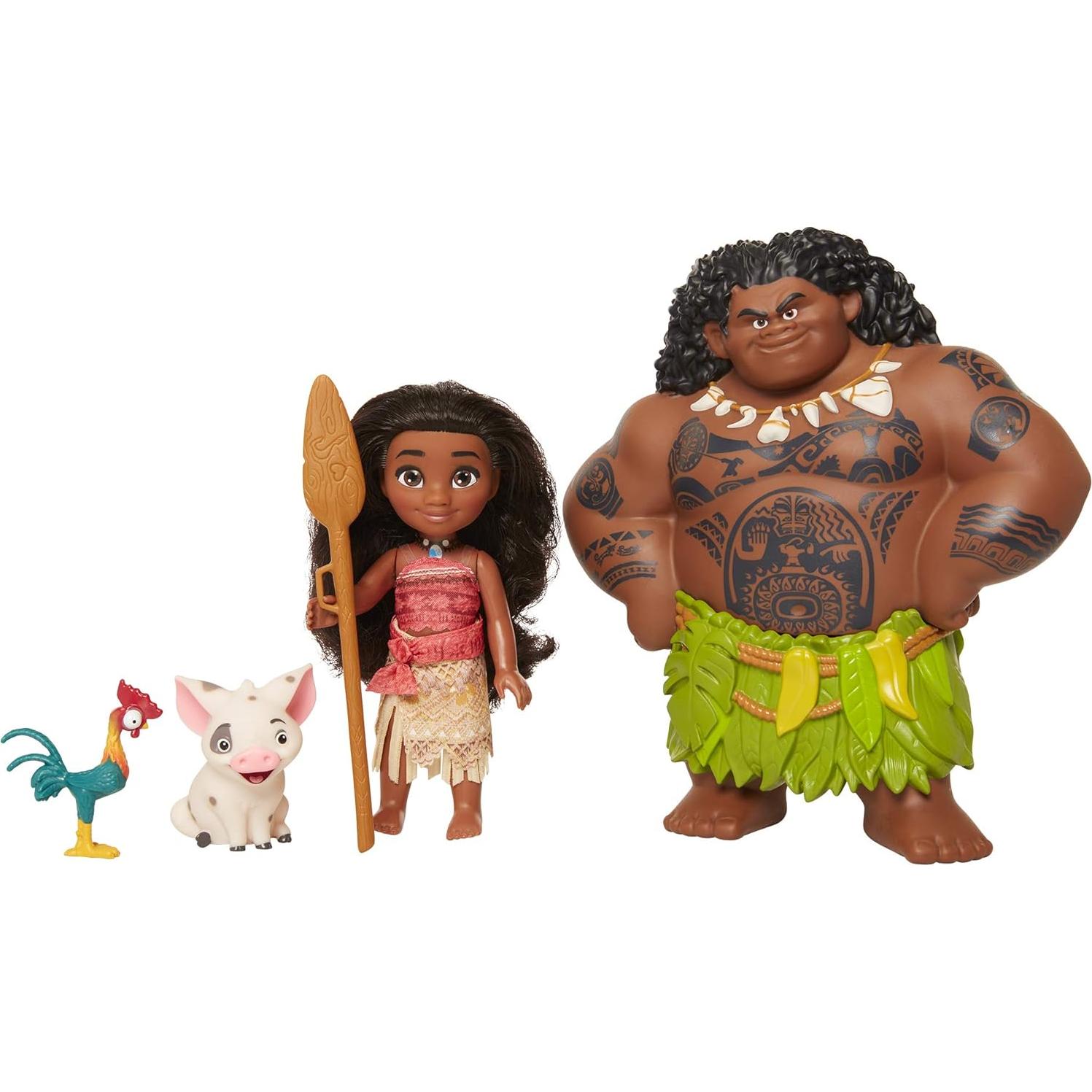 Set de Muñecas Moana y Maui 4 Piezas Jakks 15-20 cm