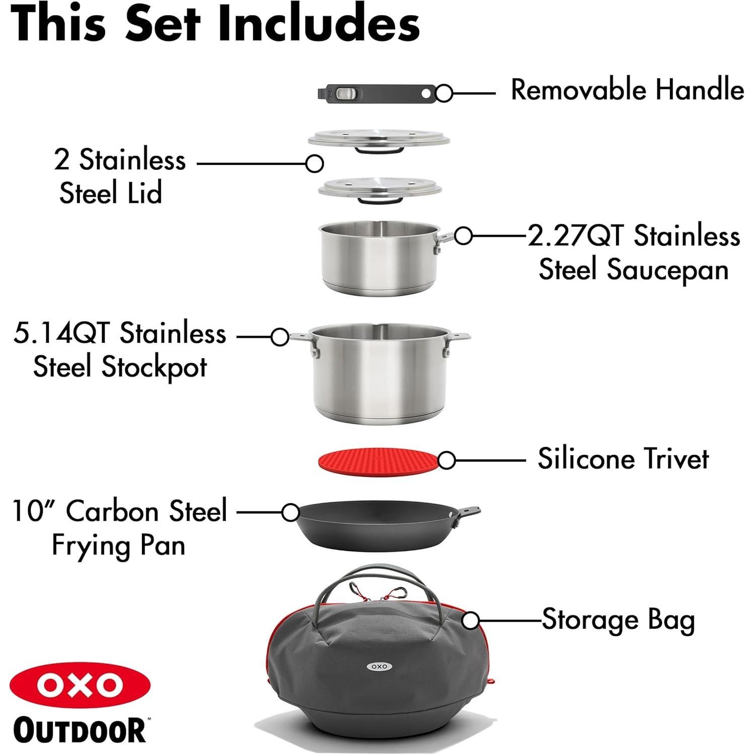 Set de Utensilios de Camping OXO Outdoor 8 Piezas Acero Inoxidable