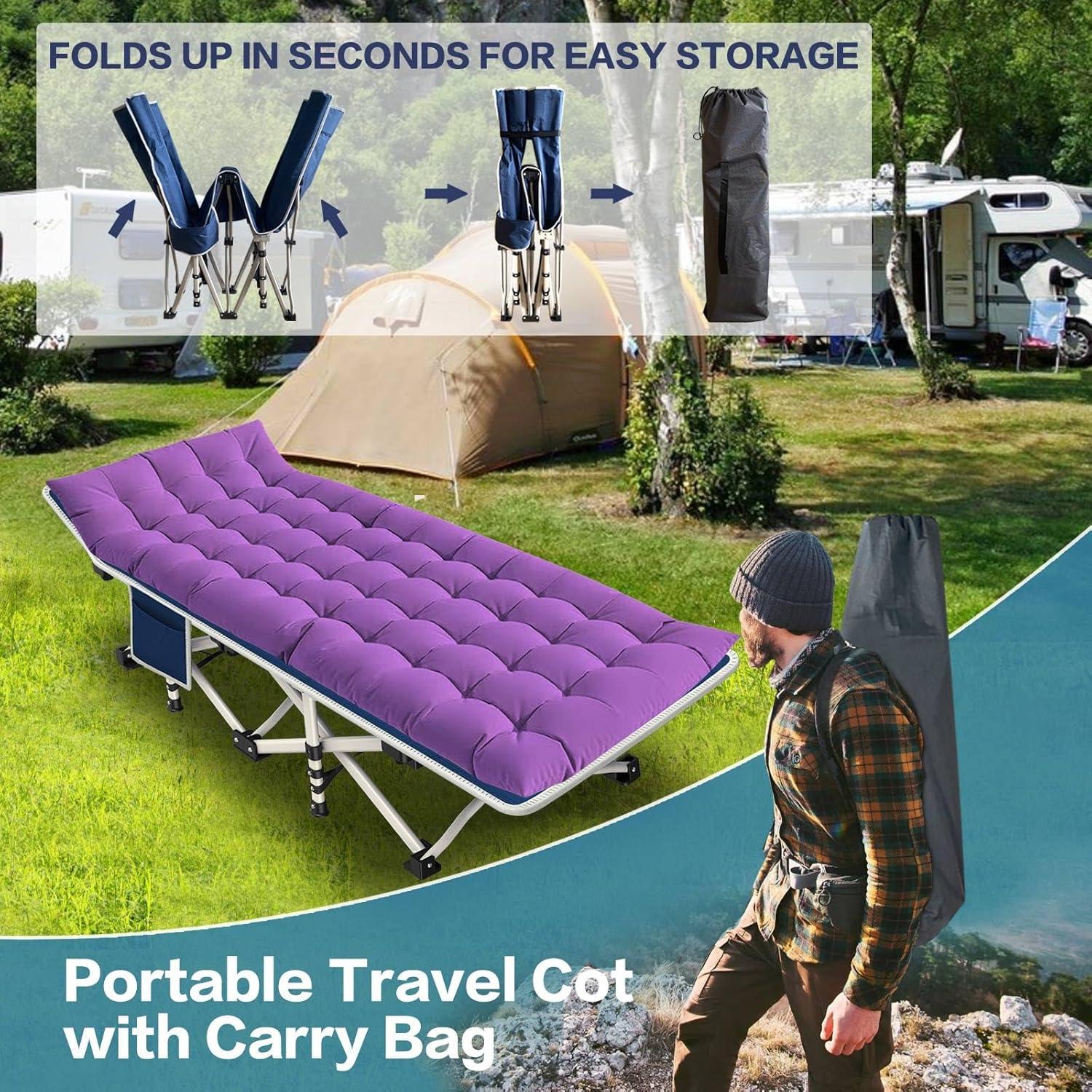 Cama de Camping Plegable NESDCC con Colchón 190.5x71.1cm