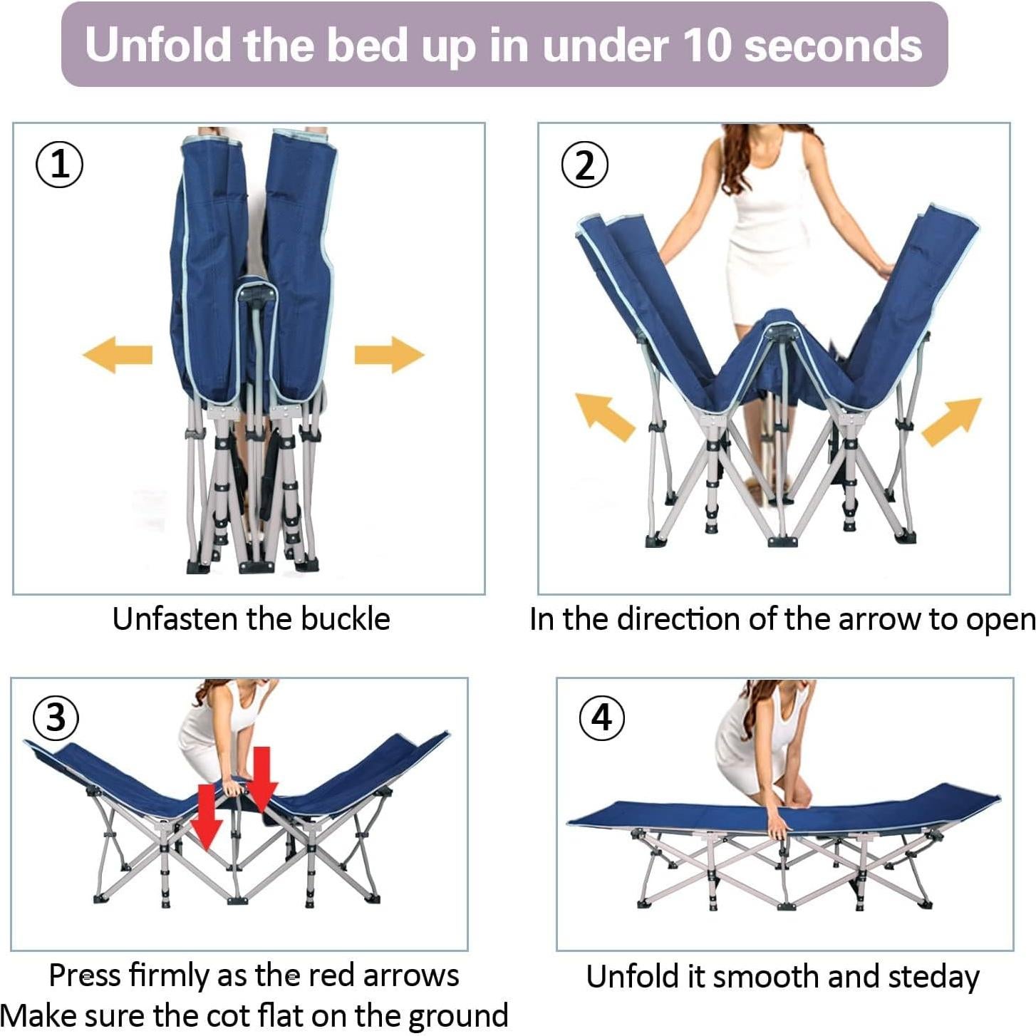 Cama de Camping Plegable NESDCC con Colchón 190.5x71.1cm