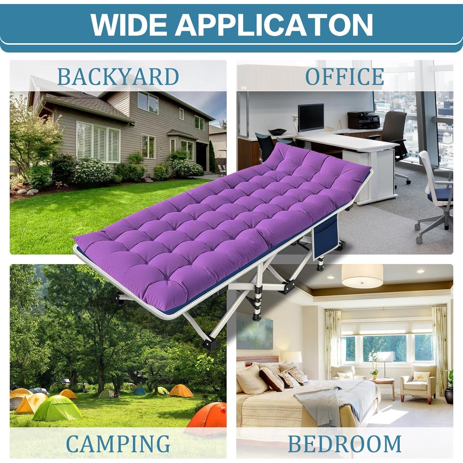 Cama de Camping Plegable NESDCC con Colchón 190.5x71.1cm