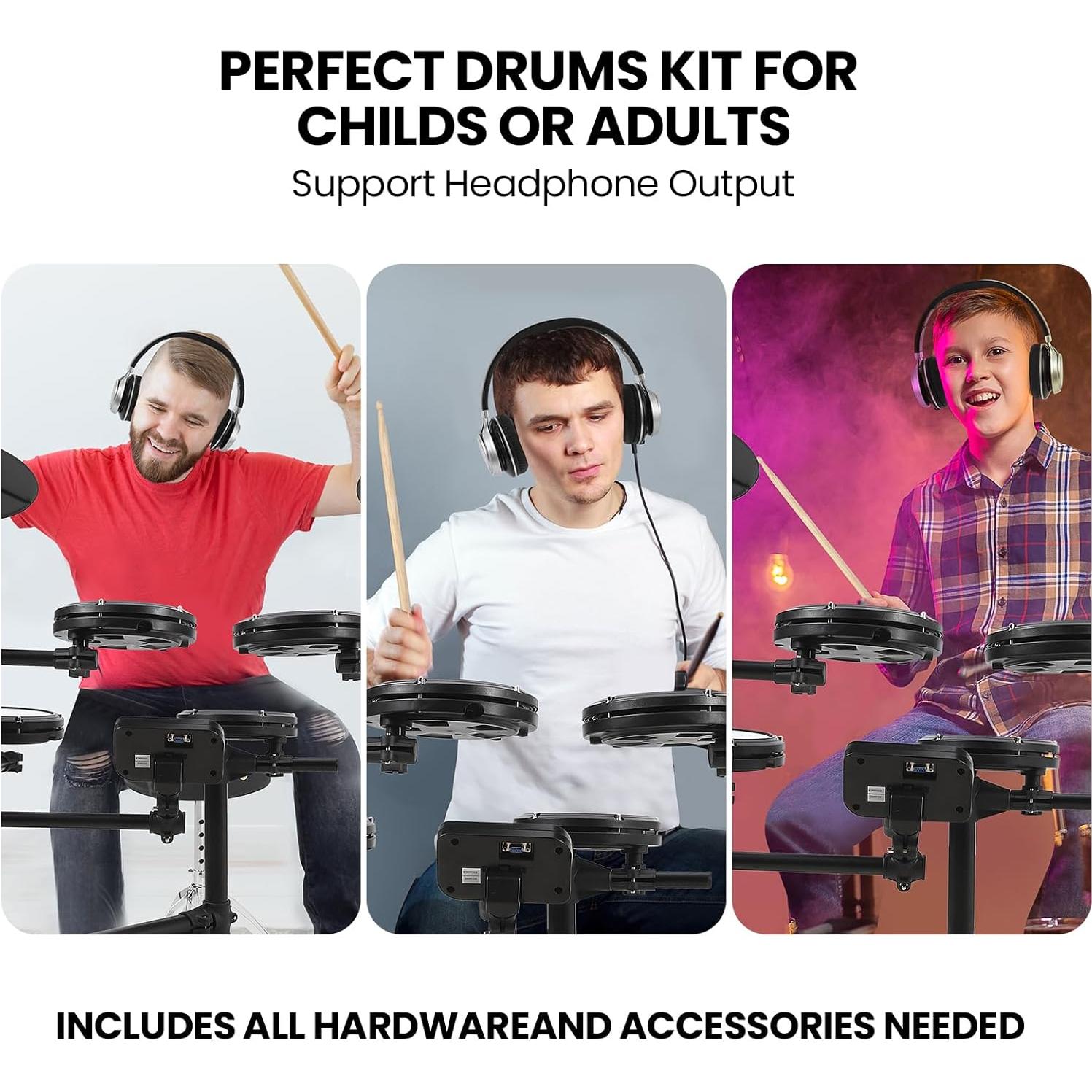 Batería Electrónica GAOMON con 4 Almohadillas y 150 Sonidos