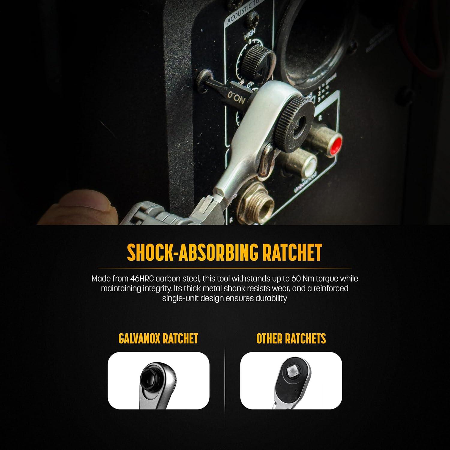 GALVANOX Juego de Extensores de Bit y Carraca Plata 2 Piezas