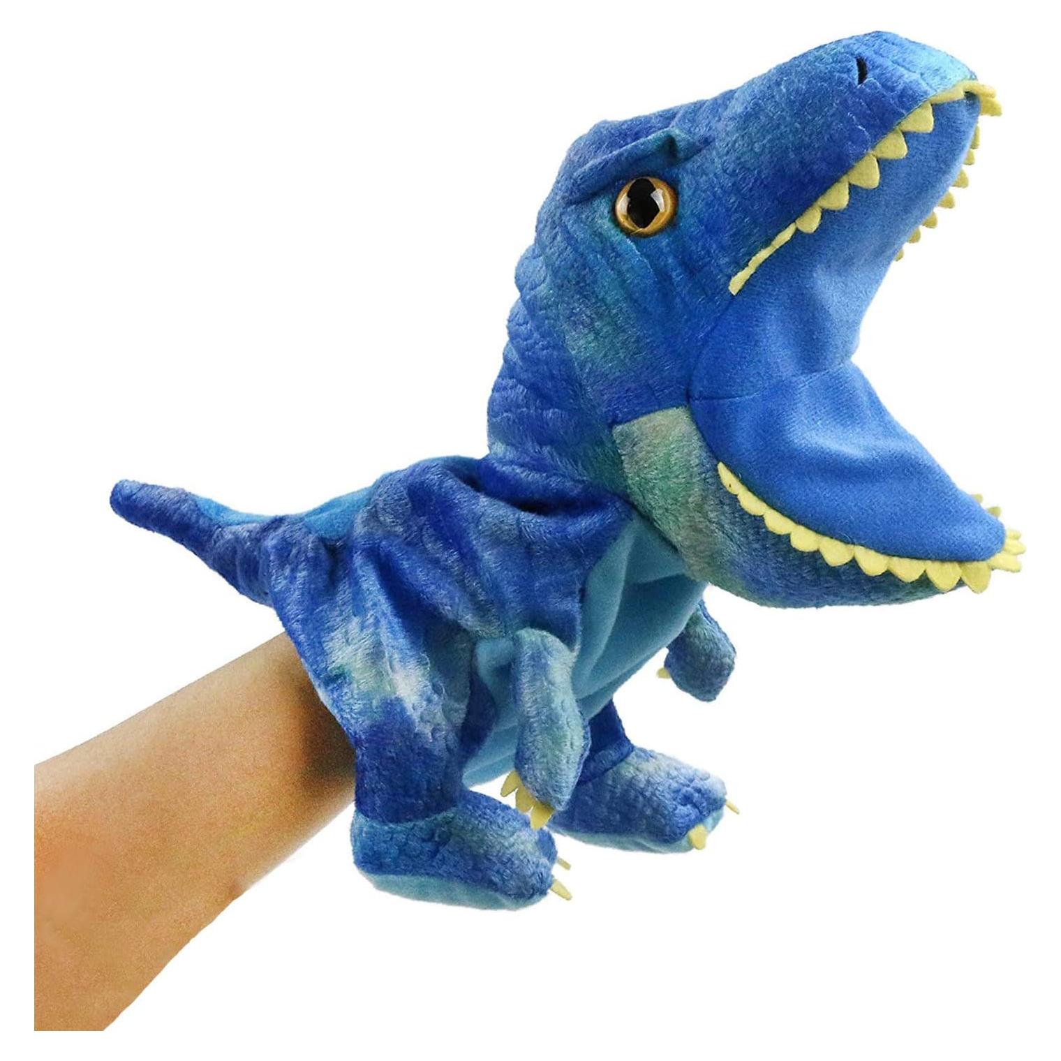 Títere de Mano Dinosaurio de Peluche HooYiiok 28 cm Azul