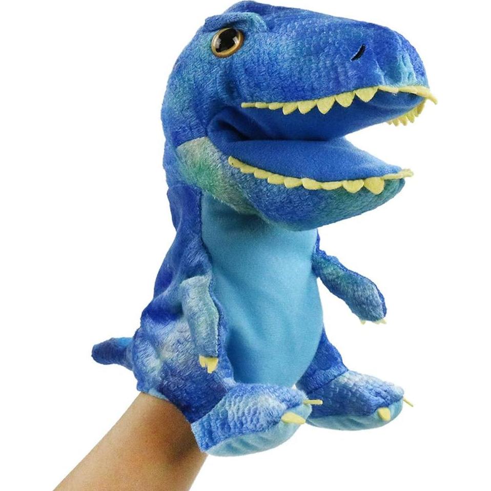 Títere de Mano Dinosaurio de Peluche HooYiiok 28 cm Azul