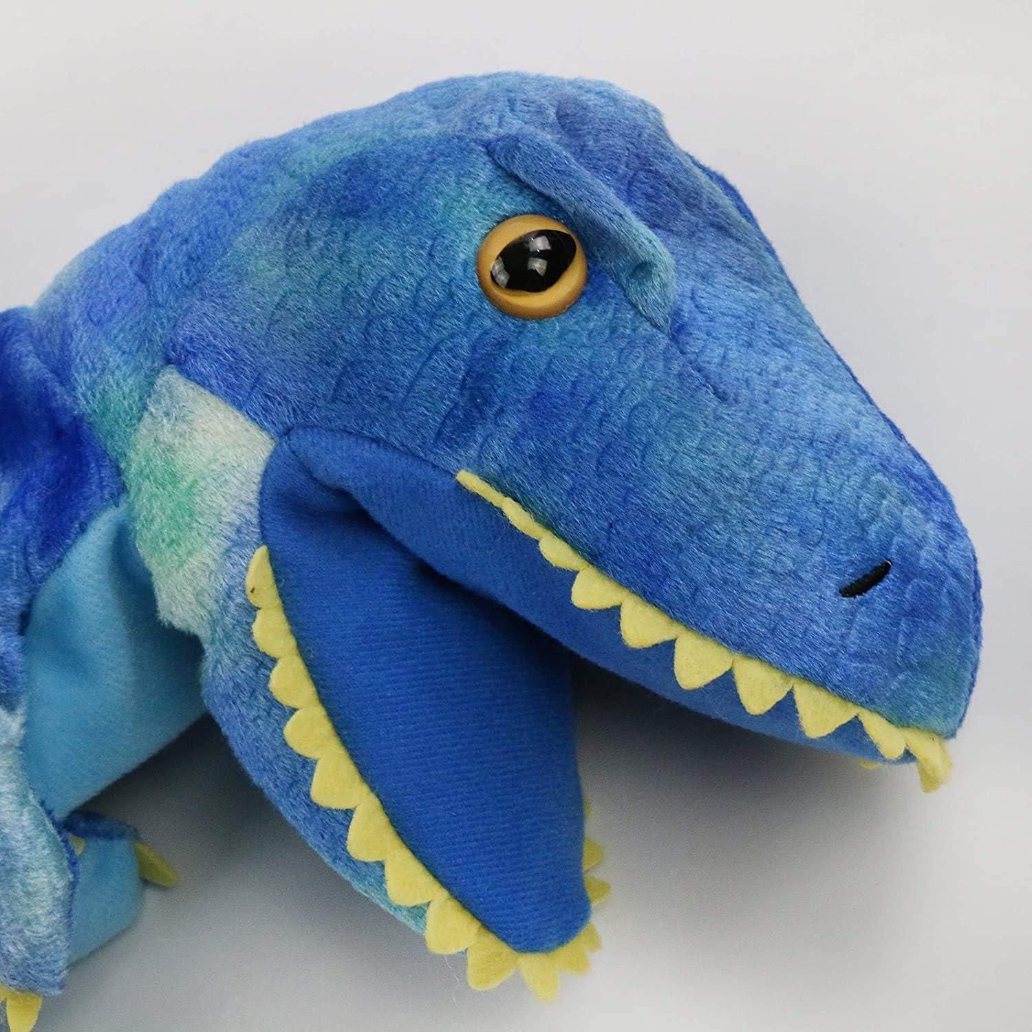 Títere de Mano Dinosaurio de Peluche HooYiiok 28 cm Azul